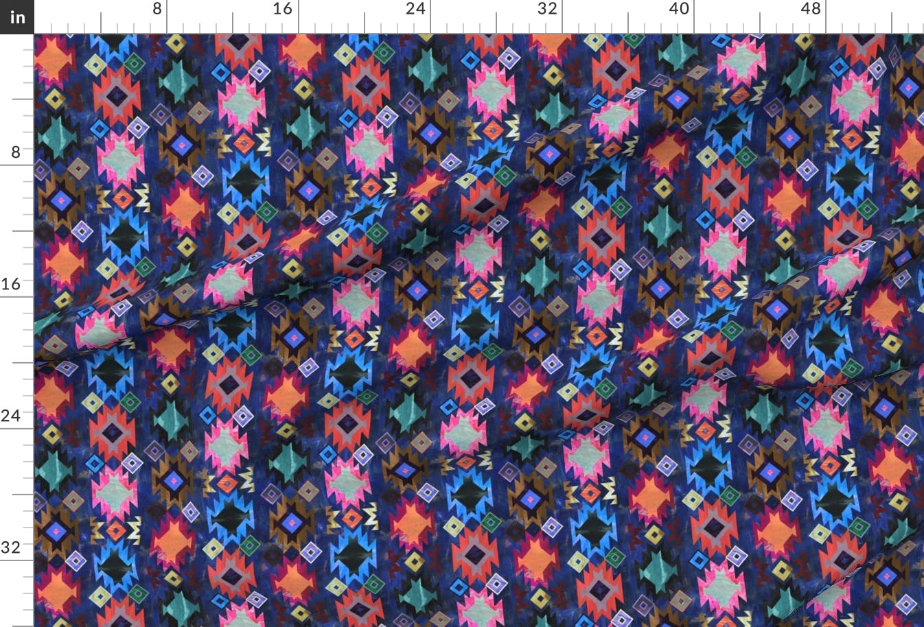 Kilim Geometric Bohemian Boho Style Southwestern Printed Minky Fabric by The Yard - Soft & Durable for Sewing Baby Blankets, Quilt Backing, Plush Toys - Perfect for DIY Crafts, Home Decor & Nursery Projects