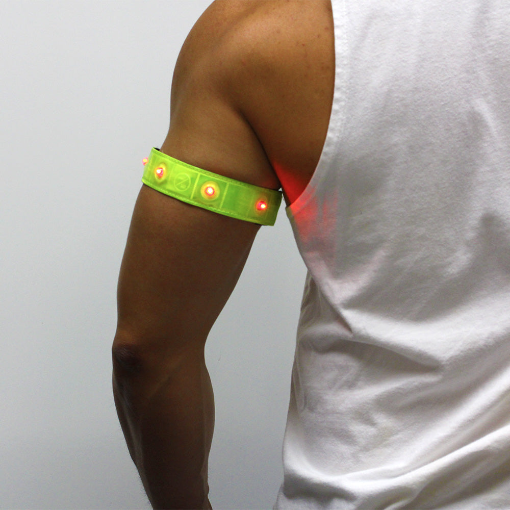 Roadside X Training Cross Country Cycling Safety Band with 4 LED Lights - High Visibility Reflective Armband for Night Running, Jogging & Outdoor Sports