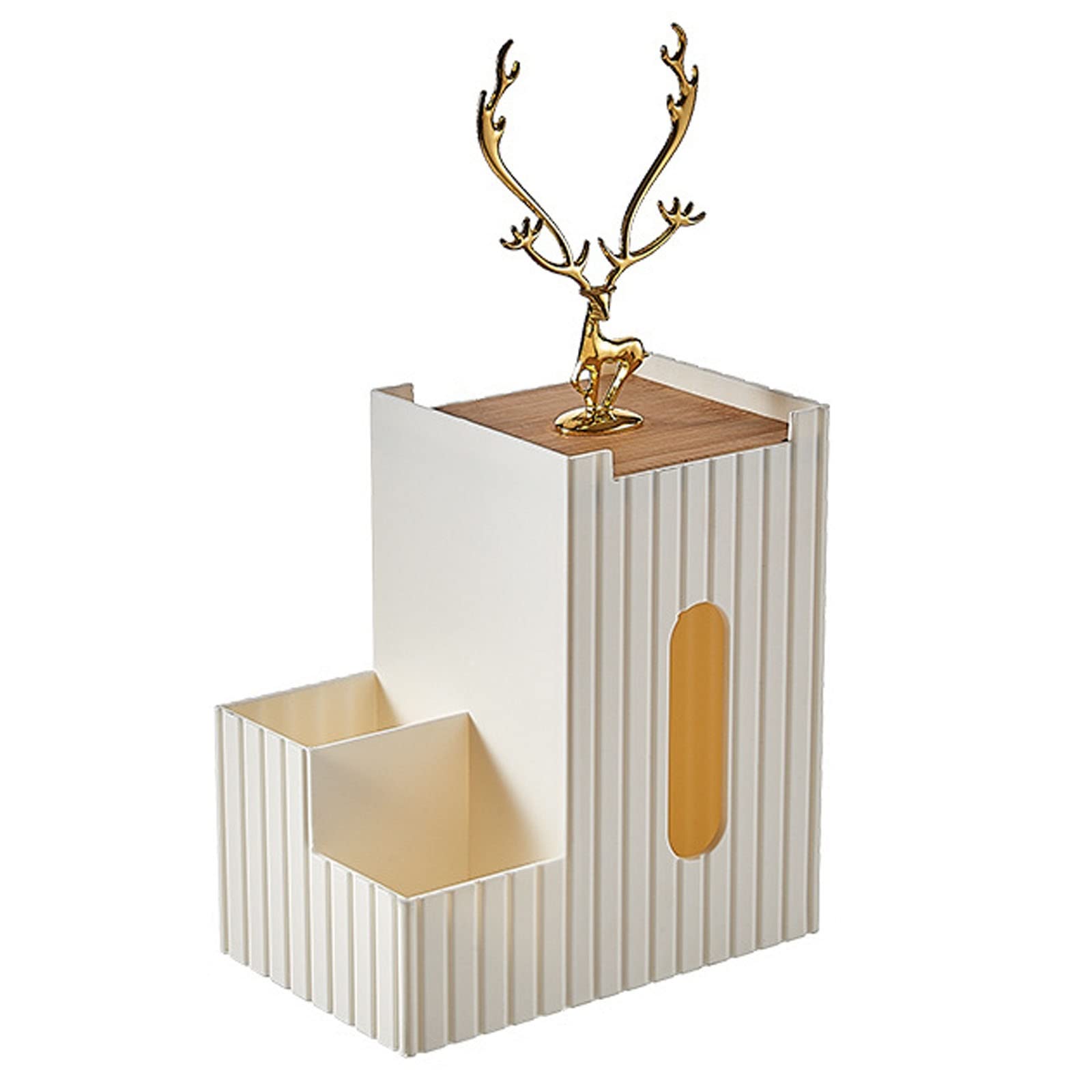Modern Rectangular Tissue Box Cover & Organizer - Stylish Holder for Bathroom Vanity, Kitchen Counter, Nightstand & Office Desk - Includes Storage for Stationery & Remote Control - Perfect for Home & Office Organization