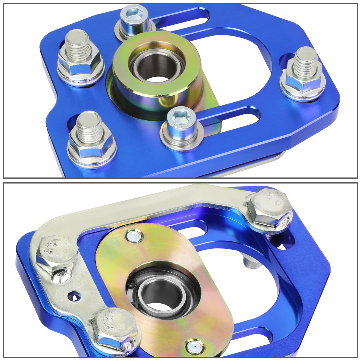 DNA MOTORING CBK-PLT-FM90-BL Front Camber Caster Plates - Blue - Compatible with 1990-1993 Ford Mustang - Performance Suspension Upgrade for Track Racing & Street Driving