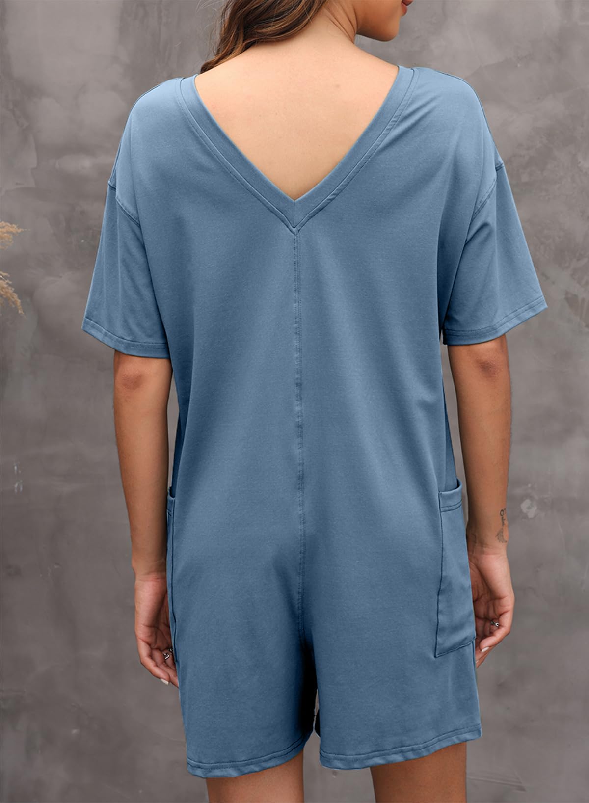 Happy Sailed Women's Casual Loose Crewneck Romper Jumpsuit with Pockets - Summer Beach Outfit, Vacation Wear & Everyday Comfort