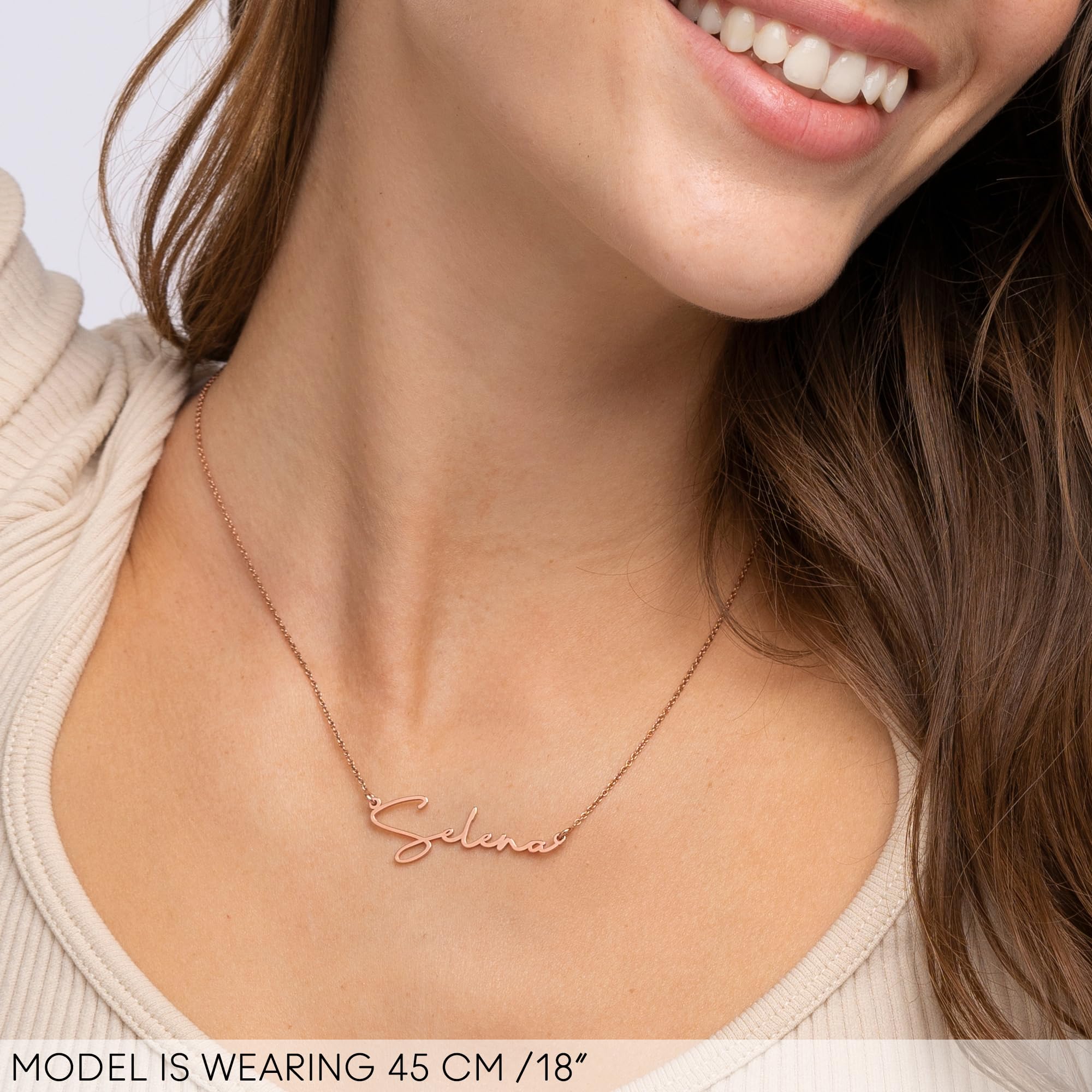 OAK & LUNA Personalized Belle Custom Name Necklace - Elegant Gold/Silver Nameplate Jewelry Gift for Women, Perfect for Birthdays, Anniversaries & Special Occasions