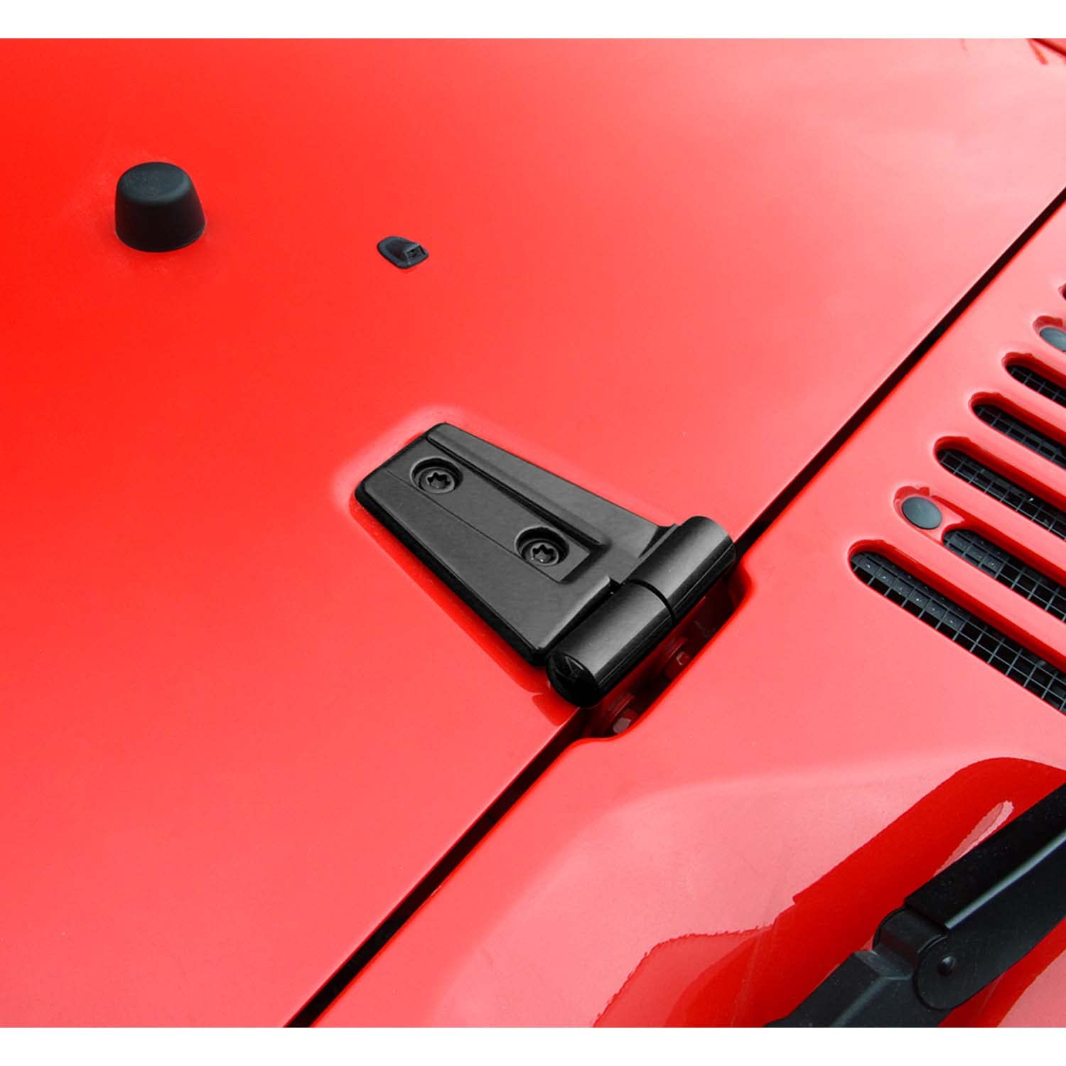 Jeep Wrangler JK & Unlimited Hood Hinge Cover Trim (2007-2017) - 2PC Black Exterior Decoration Accessories | Weatherproof Protection & Off-Road Style Upgrade