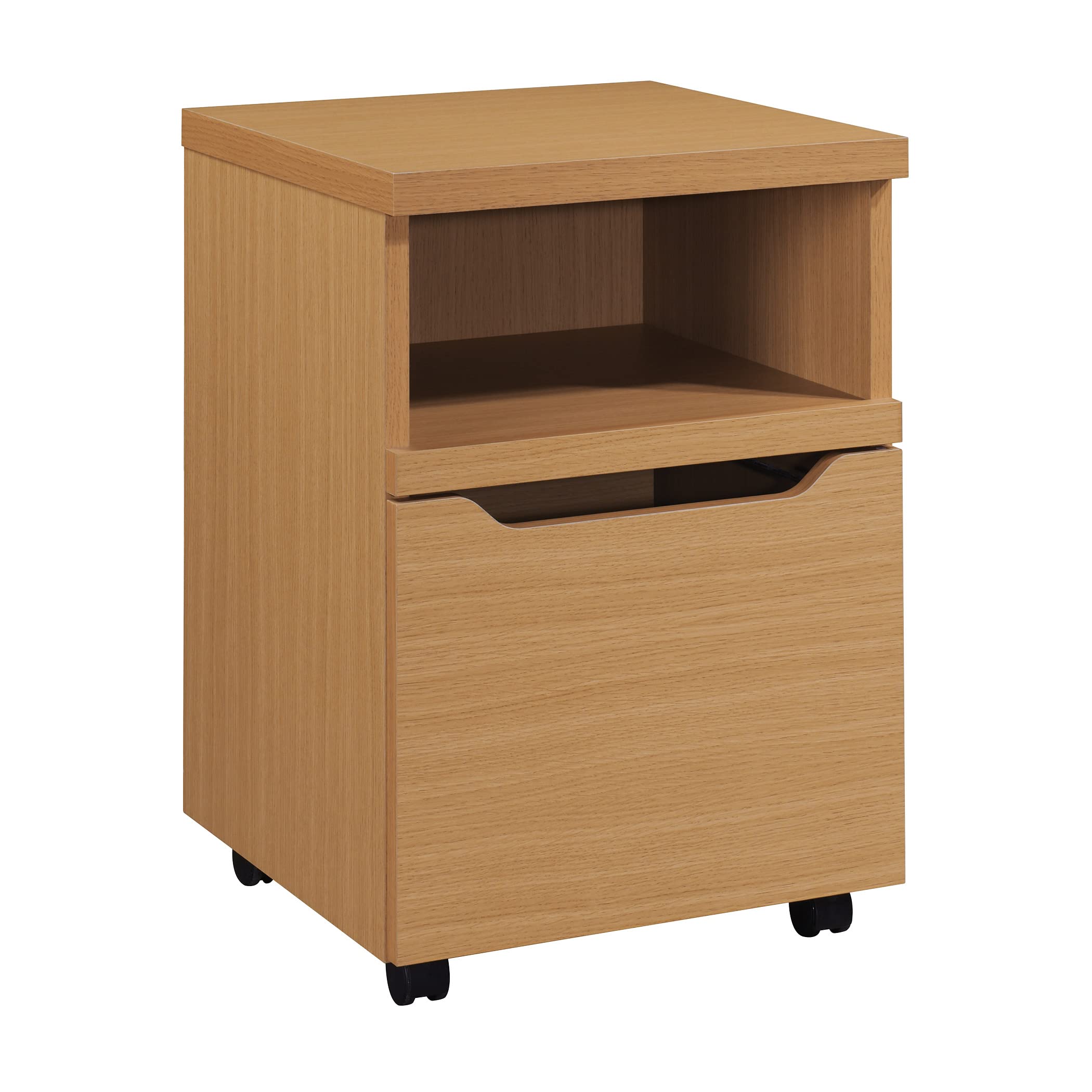 OSP Home Furnishings Denmark Rolling File Cart & Printer Stand with Lockdowel Fastening System, Natural Wood Office Organizer for Home & Workspace Storage Solutions