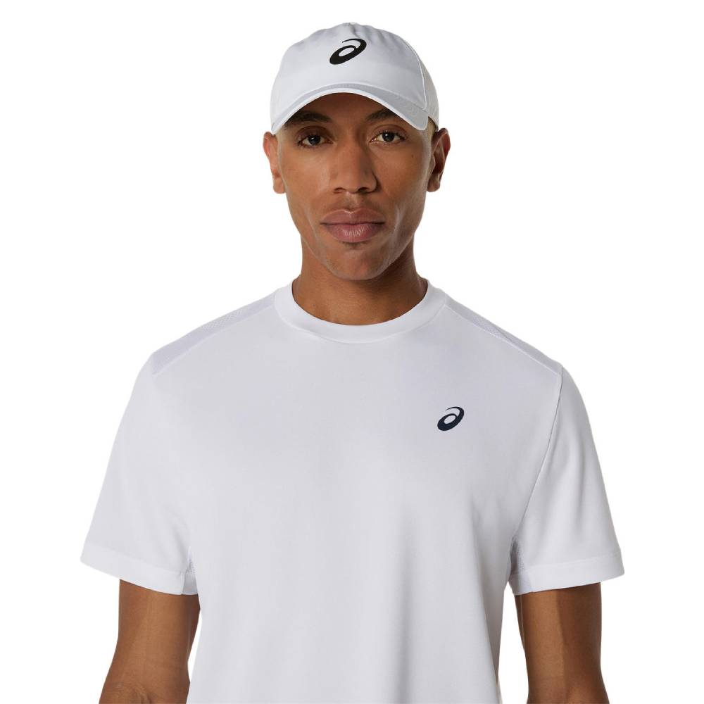 ASICS Men's Tennis Short Sleeve Shirt - Breathable Performance Top for Pickleball, Badminton & Court Sports (Brilliant White) - Ideal for Training, Matches & Casual Wear