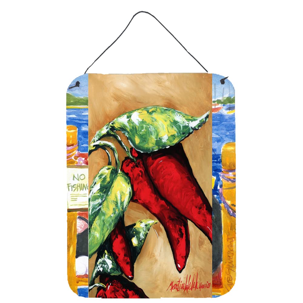 Caroline's Treasures MW1198DS1216 Hot Peppers Metal Wall Art - 12x16 Inch Vibrant Kitchen Decor, Bar Sign, Bathroom Plaque & Front Door Hanging - Durable Aluminum Home Decor for Farmhouse, Restaurant, or Outdoor Patio