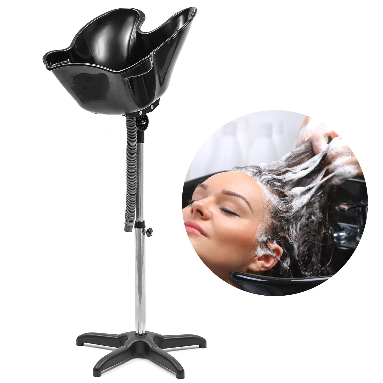 Portable Mobile Hair Salon Spa Shampoo Sink - Adjustable Height Backwash Basin for Hair Washing & Cutting at Home or Bed - Detachable Stand for Easy Storage - Perfect for Home Hair Care, Bedridden Patients & Mobile Stylists