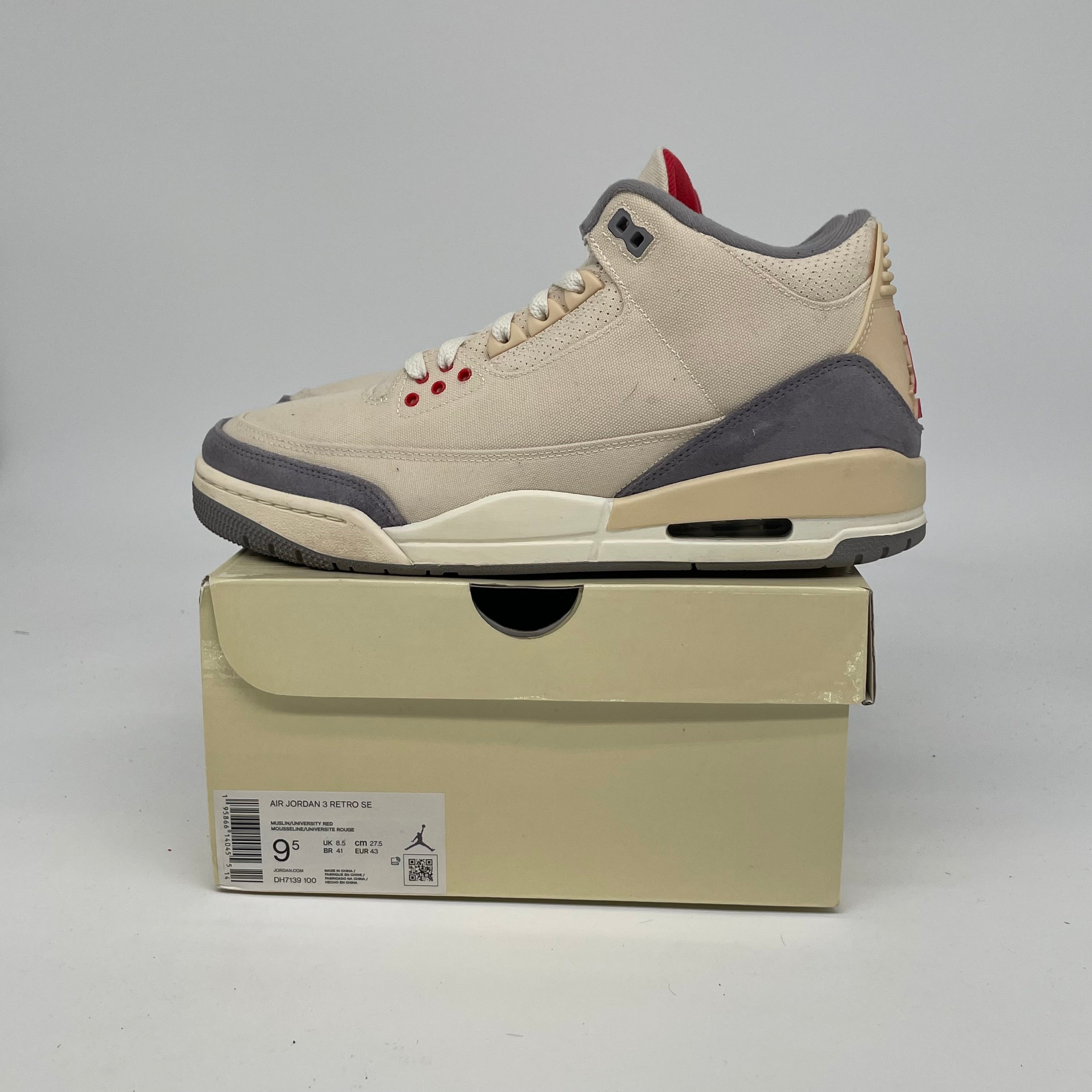 Original Title: AIR JORDAN 3 MUSLIN SIZE 9.5 DH7139 100   Optimized Title: Air Jordan 3 Retro 