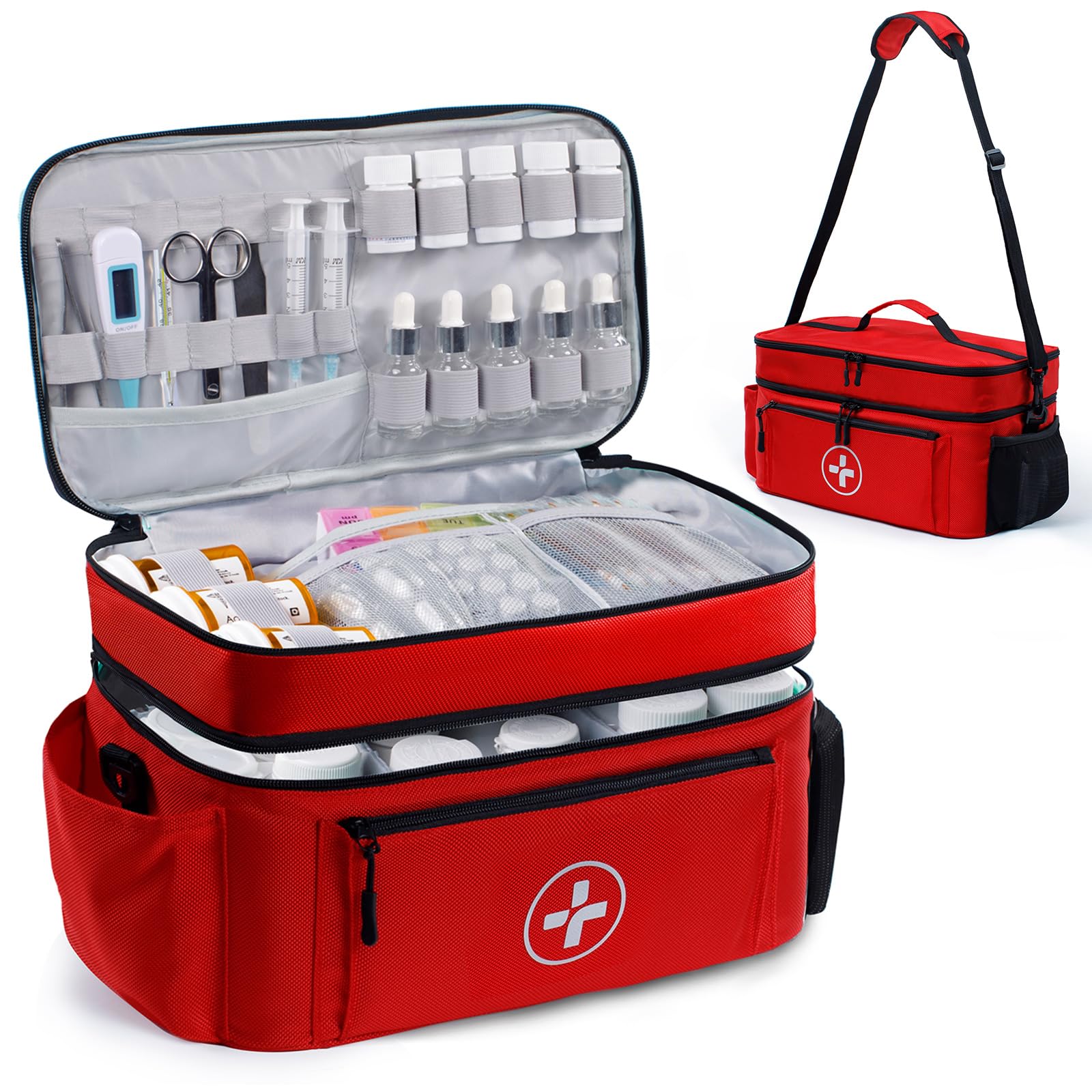 BAGSFY Travel Medicine Bag Organizer - Large Empty Medical Pouch for Pills & First Aid Supplies | Portable Medication Storage Case for Home, Car & Emergency Kit | Perfect for Travel, Camping & Daily Health Management
