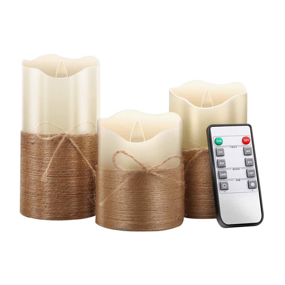 LED Flameless Candles with Remote - 3 Pack Ivory Pillar Candles for Home Decor & Wedding