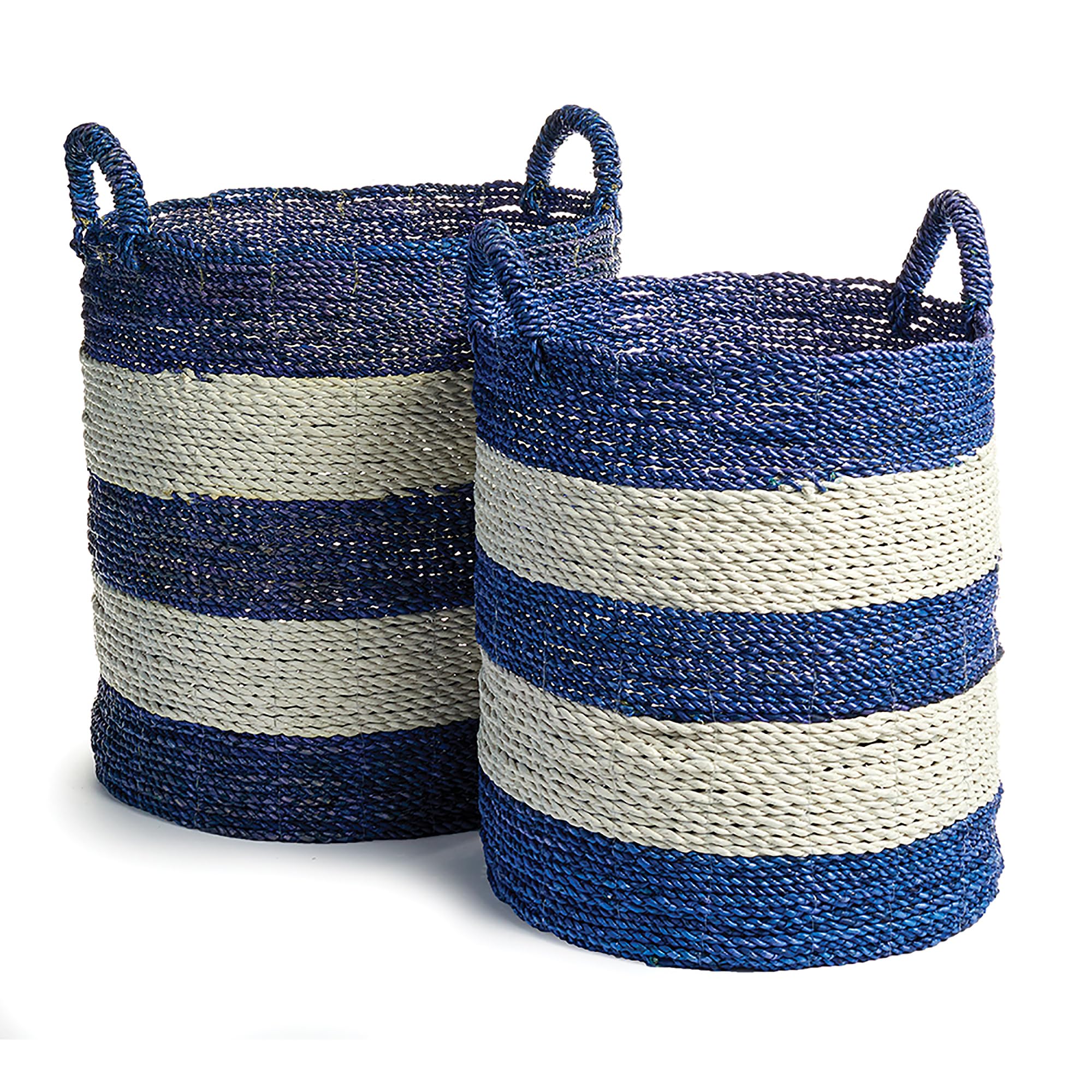 Barclay Butera Totes Adore Utility Baskets Set of 2 - Blue and White Storage Bins for Home Organization | Perfect for Bedroom, Bathroom & Laundry Room Decor