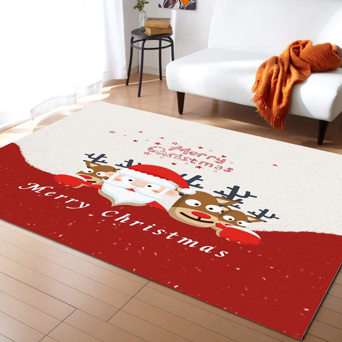 Modern Non-Slip Christmas Santa Claus Area Rug - Washable Indoor Runner for Living Room, Bedroom & Kitchen | Durable Floor Carpet for Holiday Decor & Home Comfort