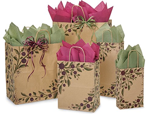 Tuscan Harvest Kraft Paper Bags Assortment - 50 Cupcake, 25 Flat, 25 Regular, 50 Wine - 150 Pack Bulk Set for Baking, Gift Wrapping & Party Favors