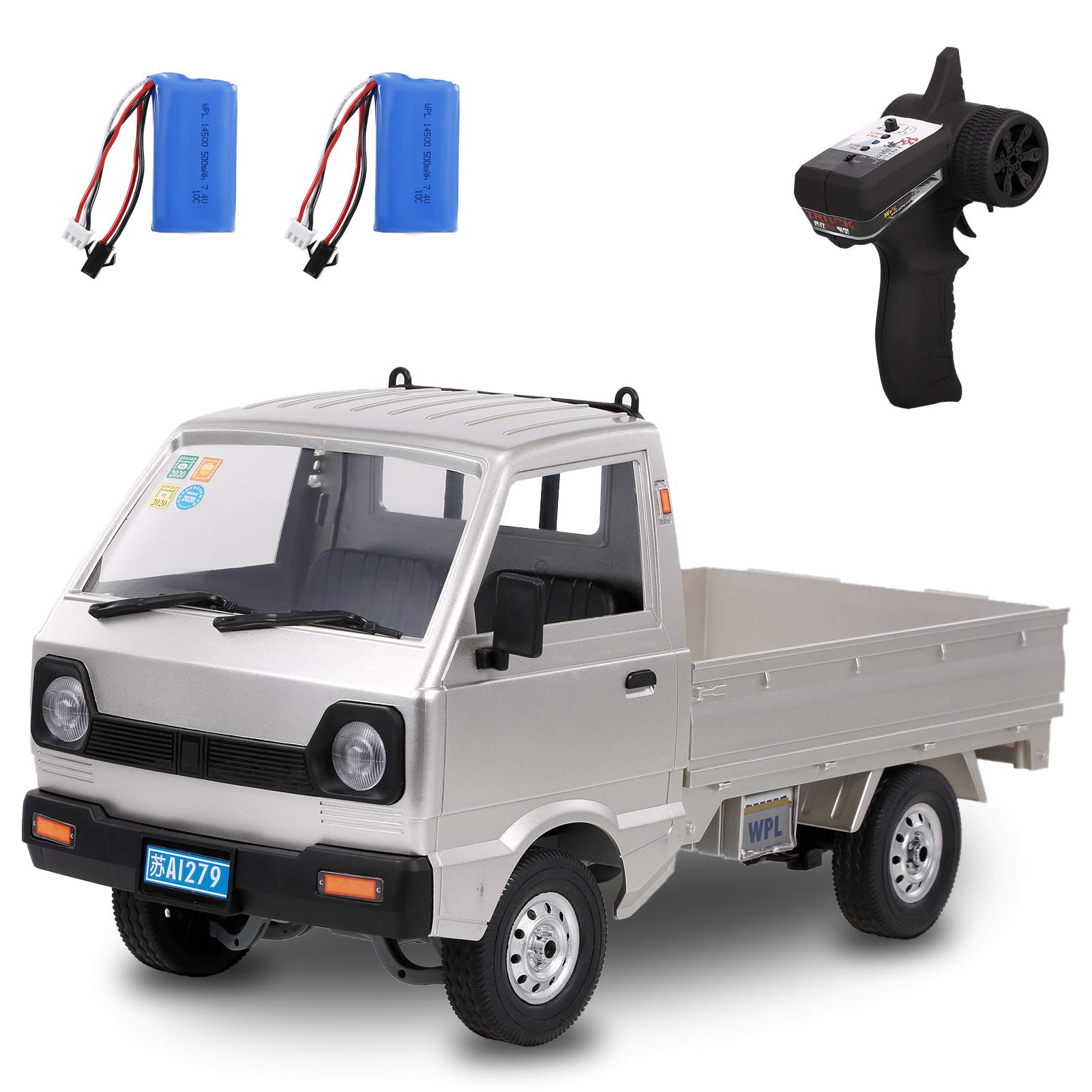 GoolRC WPL D12 1/10 Scale 2.4Ghz Remote Control Car - Brushed Motor RC Drift Truck with LED Headlights, RTR Toy Car for Adults & Kids (Includes 2 Batteries) - Perfect for Indoor Racing, Outdoor Off-Road Adventures & Backyard Play