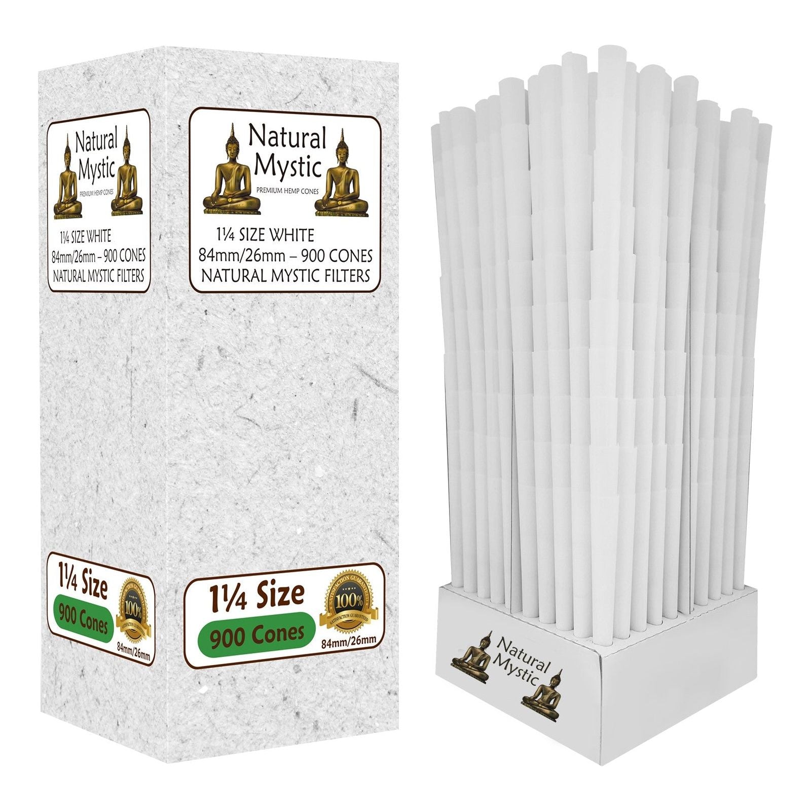 Natural Mystic 84/26 Pre-Rolled White Cones - Premium Rolling Papers for Smooth Smoking Experience | Perfect for Herbal Blends & Tobacco Use at Home or Outdoors