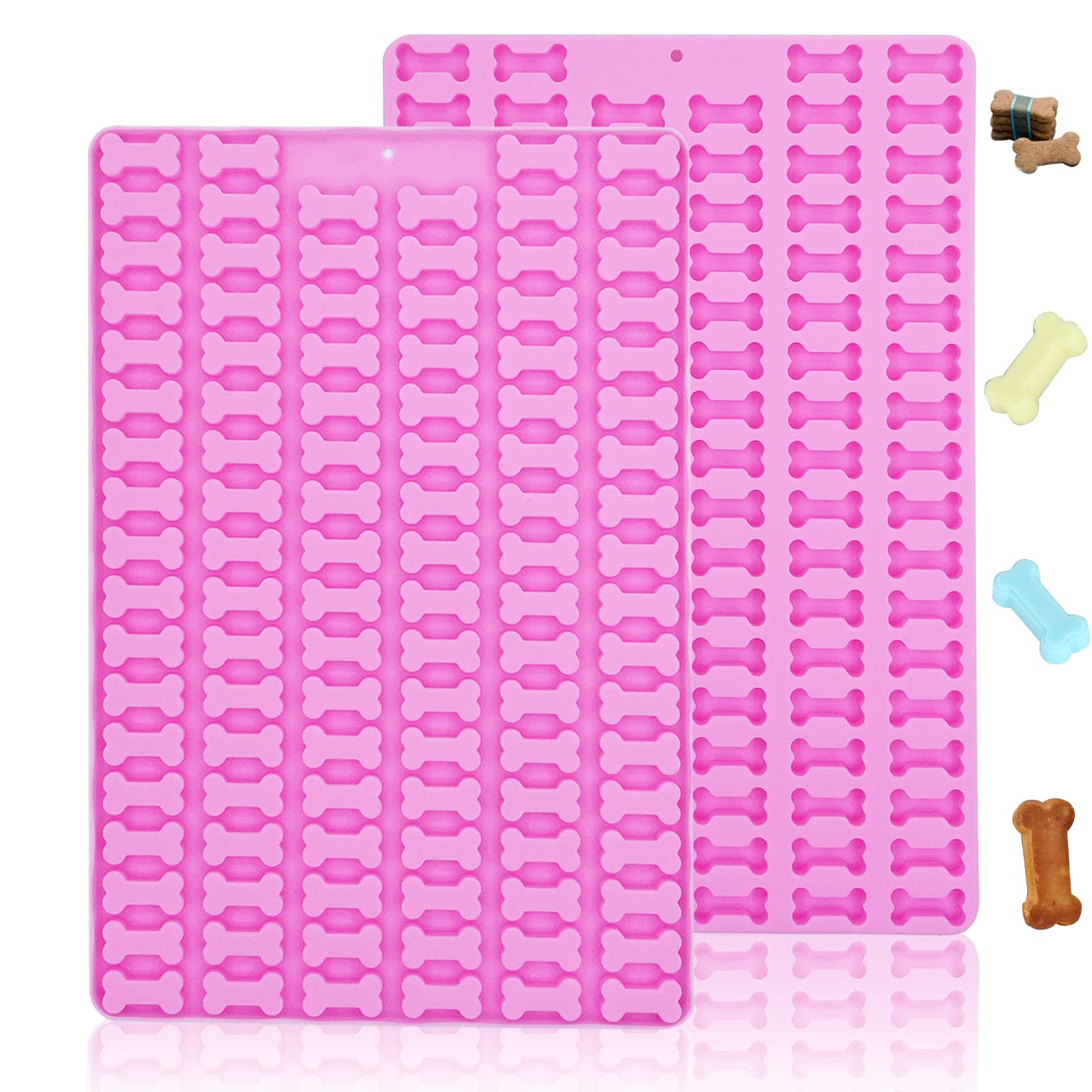 212 Cavity Mini Dog Bone Silicone Molds - Non-Stick Food Grade Treat Molds for Biscuits, Cookies, Candy, Chocolate & Jelly - Perfect for Homemade Dog Treats, Party Favors & Baking Decorations