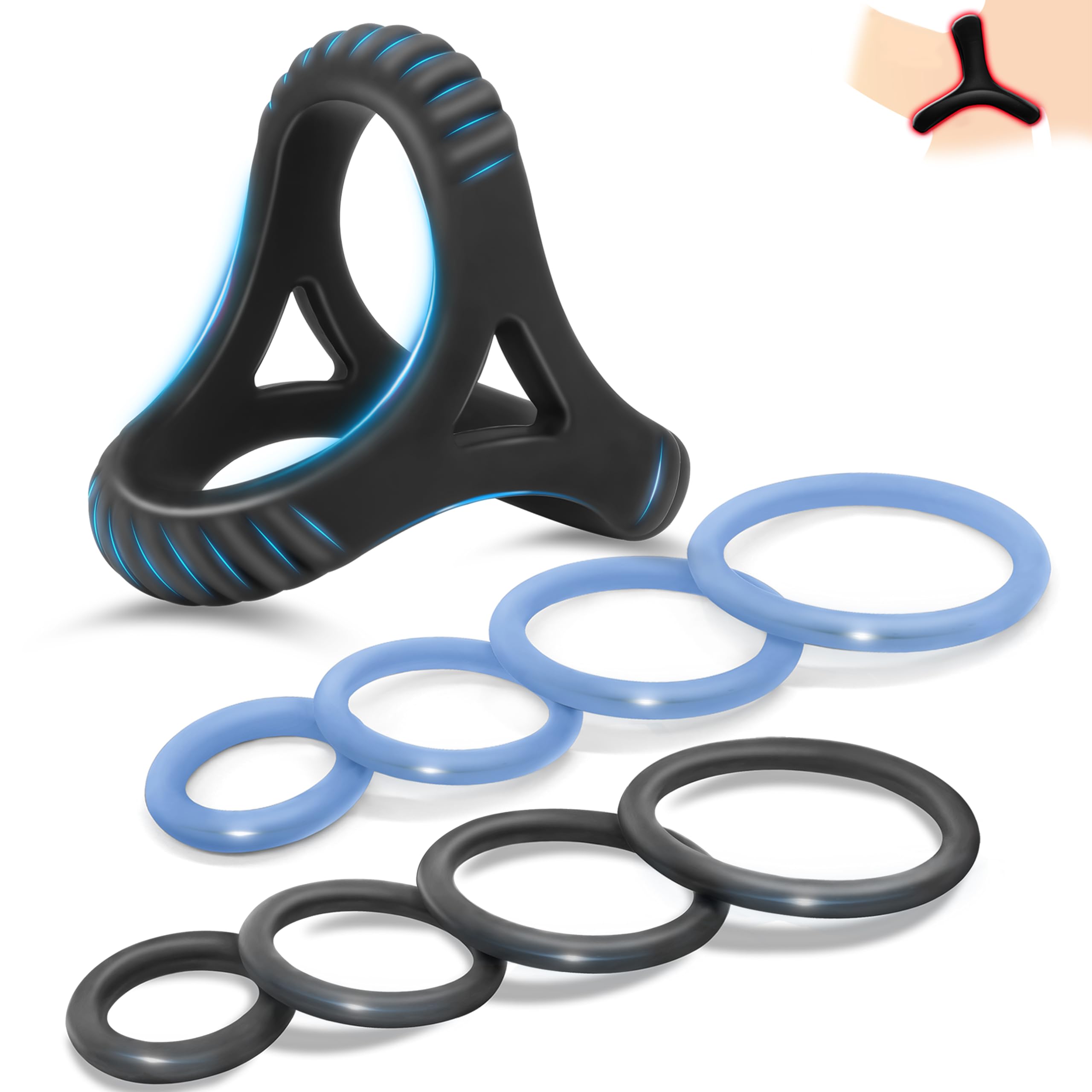 12 PCS Cock Rings for Men - Stronger Erection Enhancer & Orgasm Booster Sex Toys - Blue (13 pcs) - Perfect for Couples Play, Solo Pleasure & Enhanced Intimacy