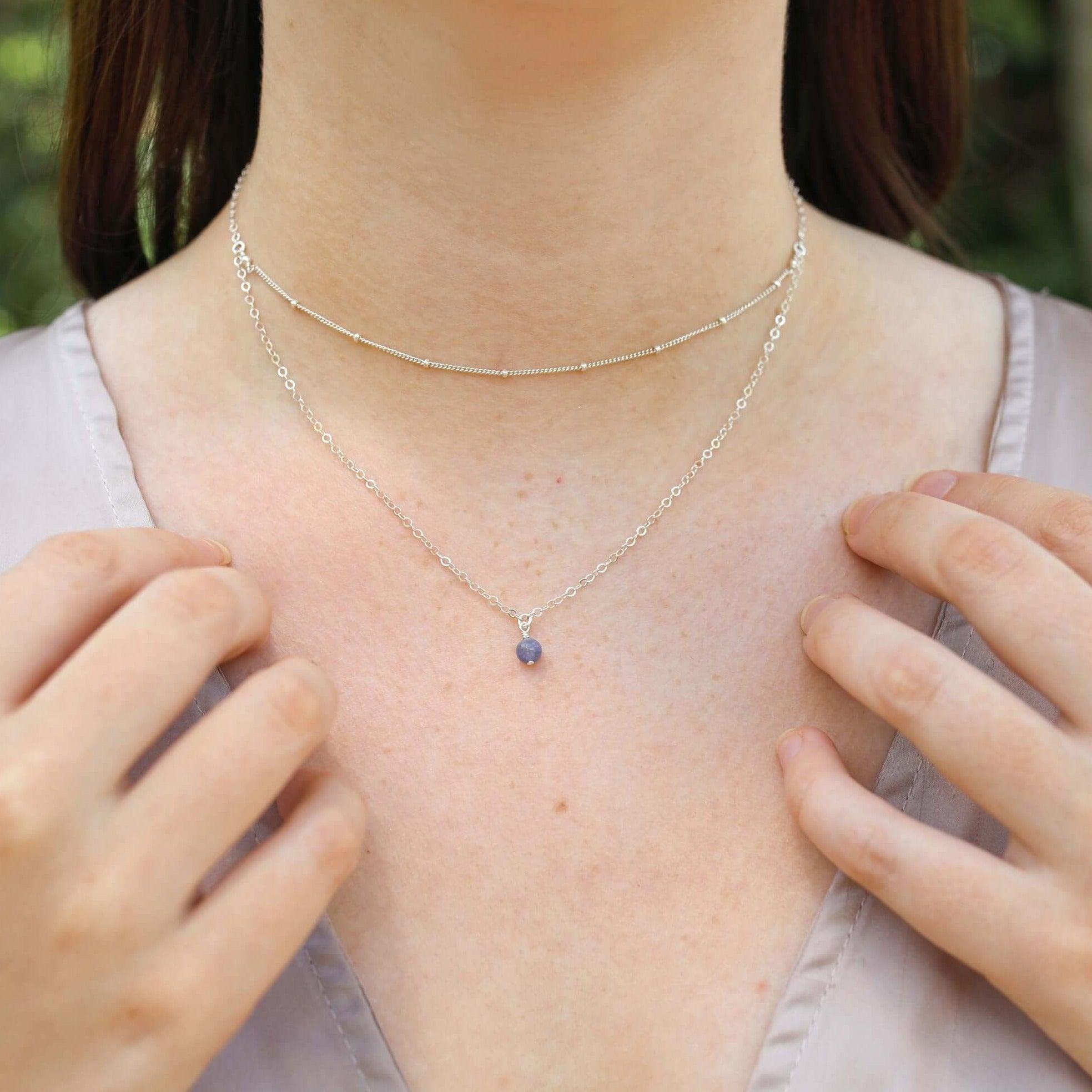 Tanzanite Gemstone Layered Choker Necklace for Women - Elegant Dainty Chain Jewelry for Party, Wedding & Everyday Wear