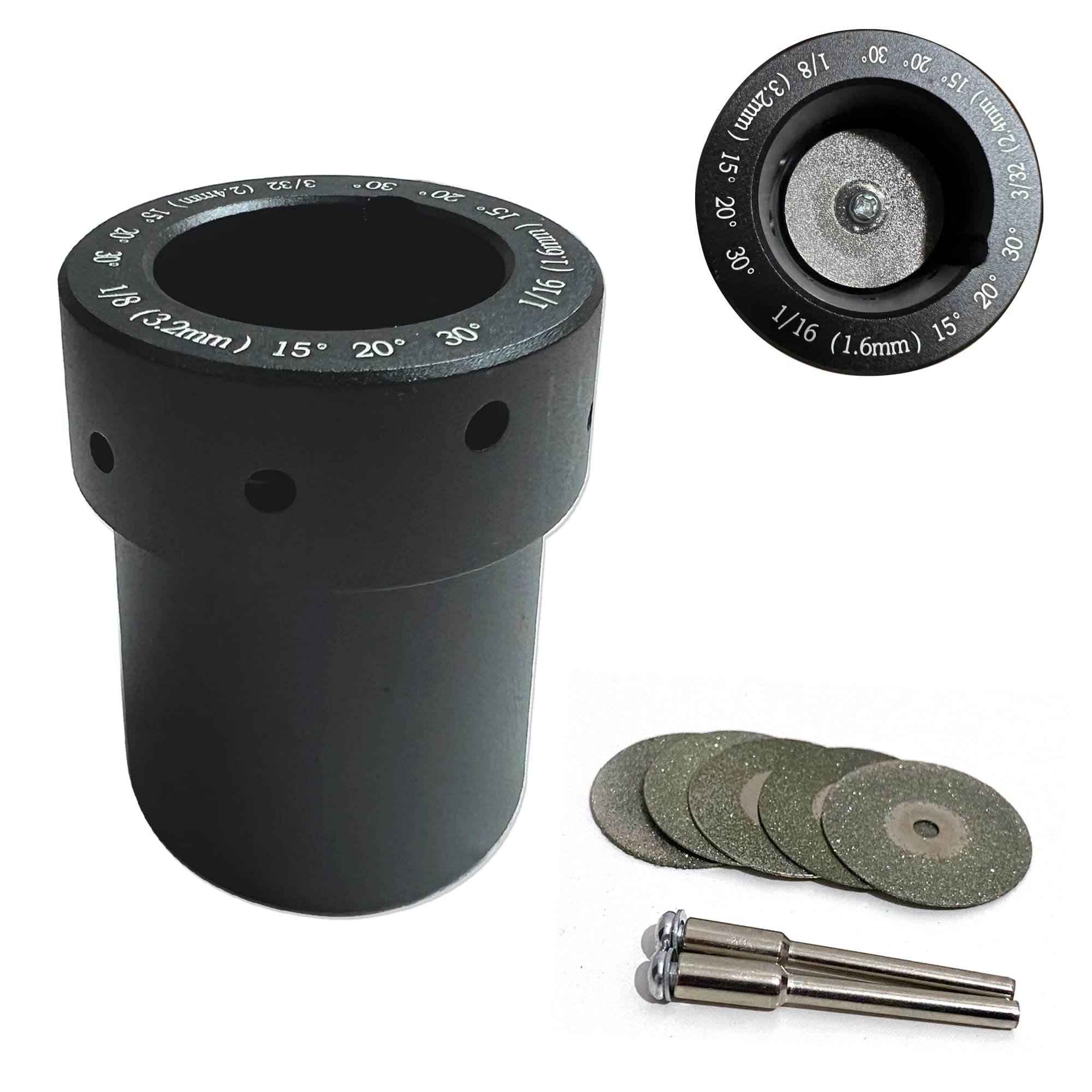Premium Tungsten Sharpener Grinder Head for TIG Welding - Multi-Angle Aluminum Tungsten Grinder with 5pc 25mm Diamond Wheels & Slot Design - Perfect for Welding, Metal Fabrication, and DIY Projects