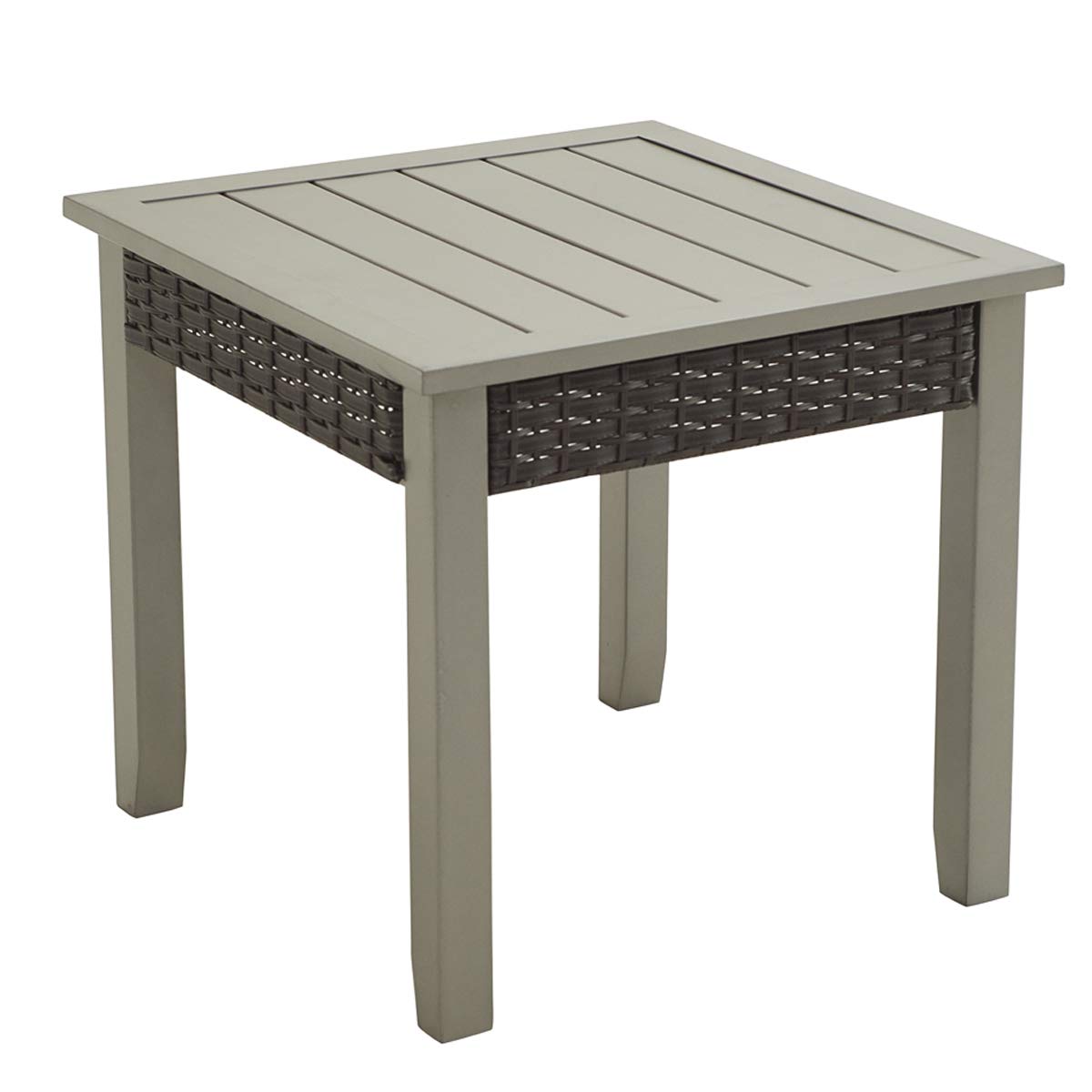 LOKATSE HOME 22.5 Inch Square Metal Outdoor Side Table - Weather-Resistant Gray Patio End Table for Garden, Poolside & Dining Area