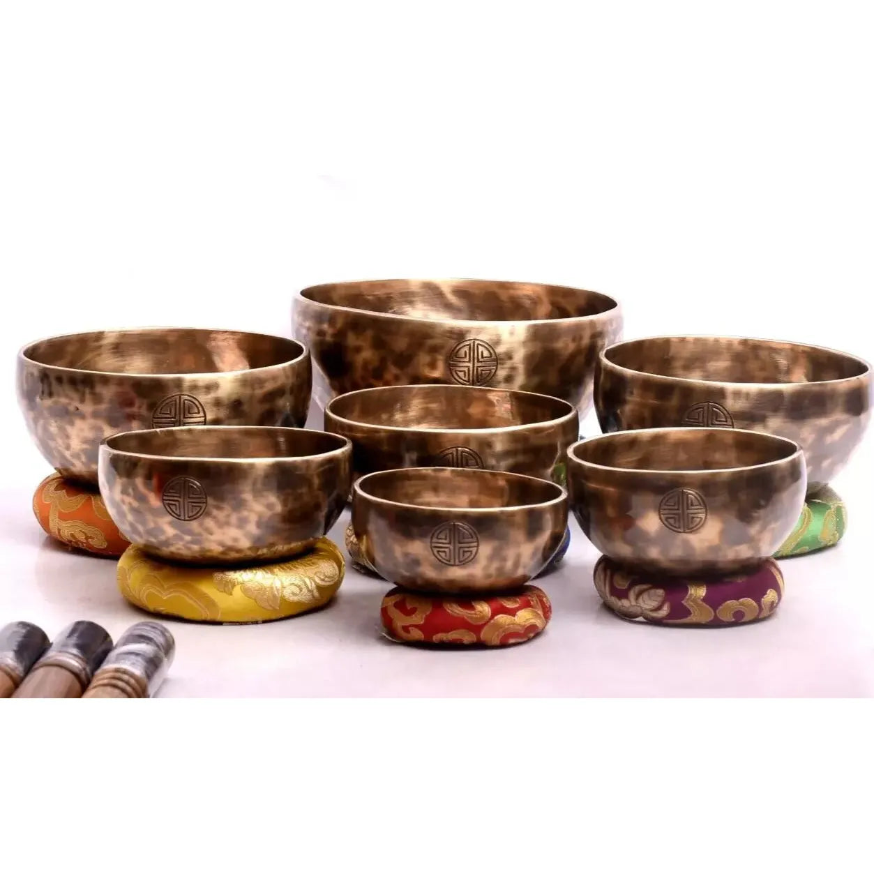 7 Chakra Healing Tibetan Singing Bowl Set - Handcrafted Meditation Bowl for Stress Relief, Yoga & Spiritual Practice - Perfect for Home, Office & Sound Therapy Sessions