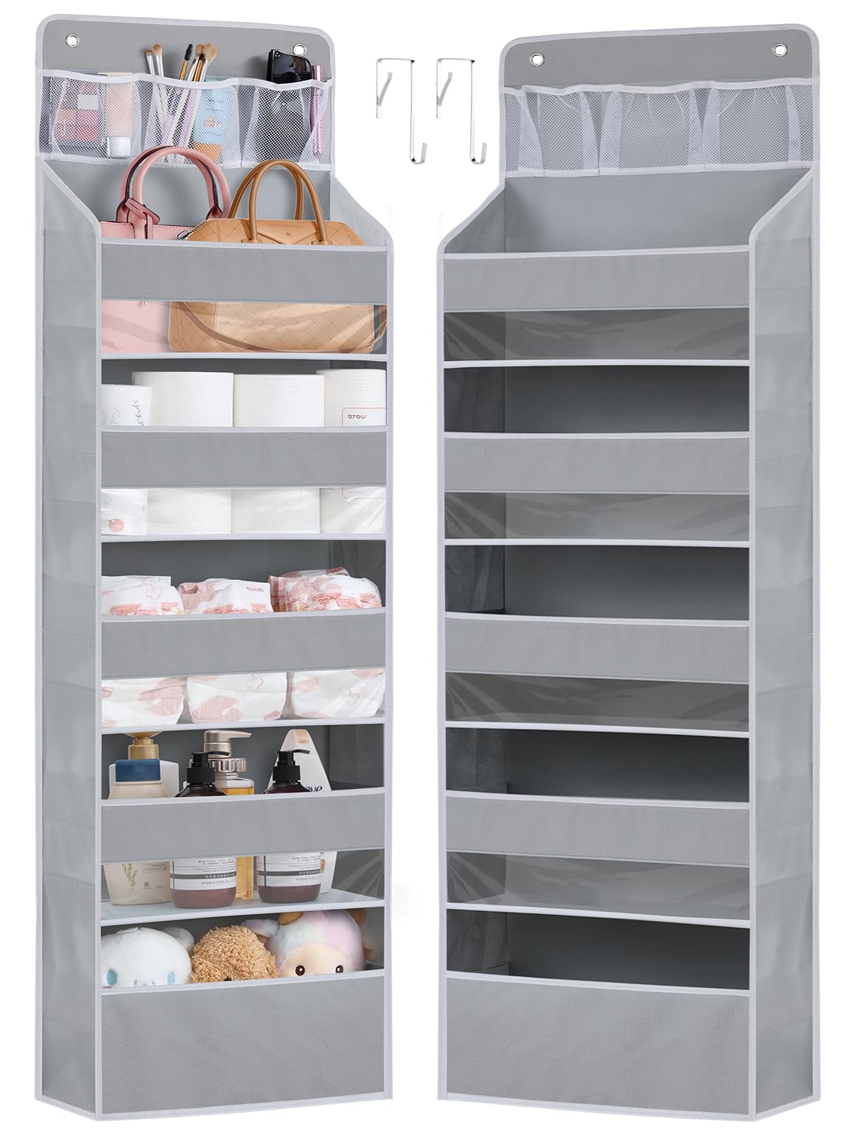 Over the Door Storage Organizer - Heavy Duty 5-Pocket Hanging Organizer with Clear Windows | Foldable Wall Mount Pantry Storage for Bedroom, Closet & Nursery | Perfect for Kids Toys, Shoes & Home Organization Accessories