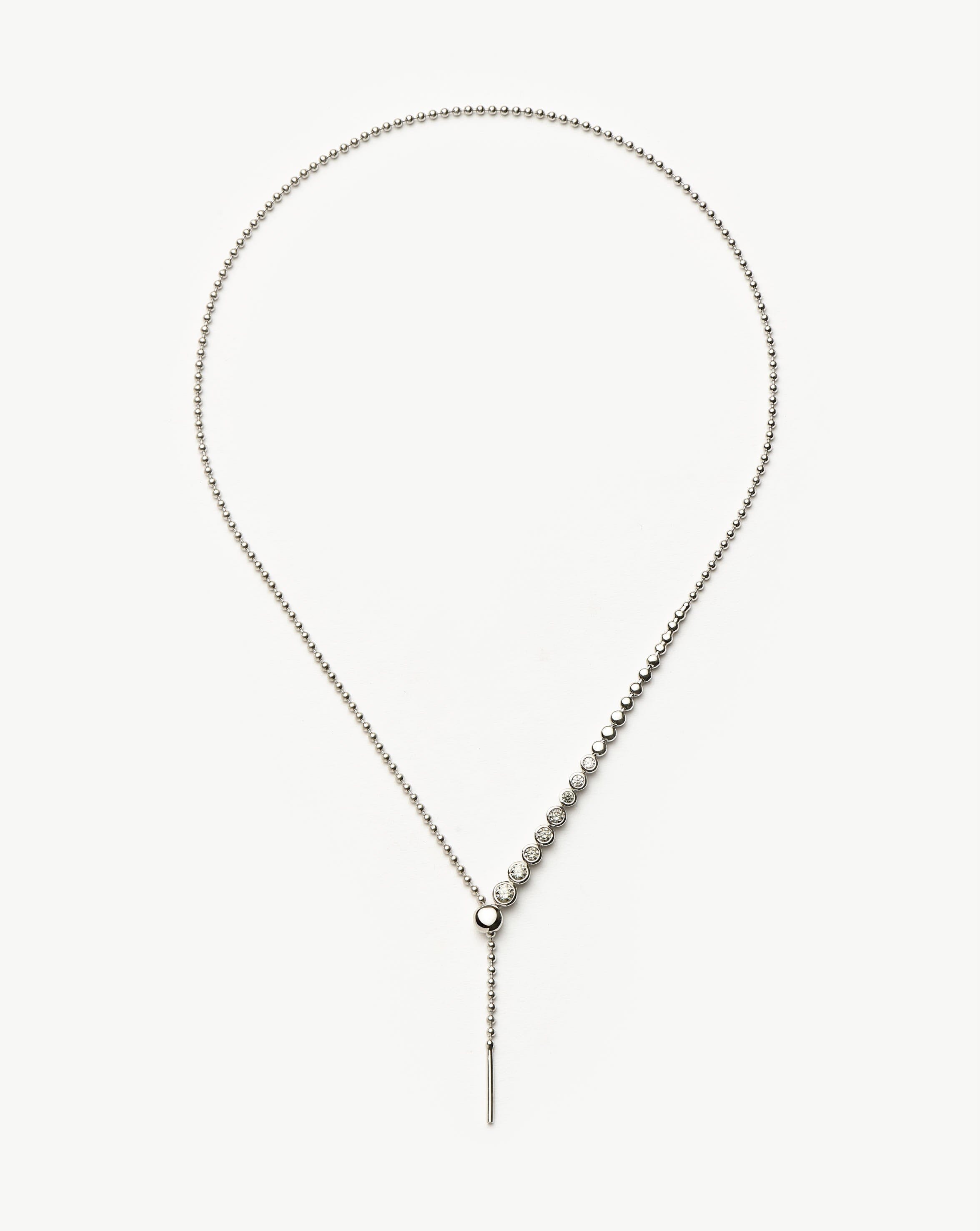 Elegant Beaded Stone Slider Lariat Necklace | Sterling Silver Cubic Zirconia Pendant | Perfect for Evening Parties & Date Nights