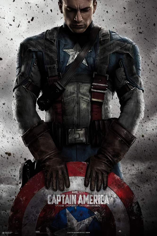 Captain America: The First Avenger Framed Movie Poster - 24x36 Inches, Chris Evans as Captain America with Shield, Marvel Superhero Wall Art for Home Theater, Bedroom & Office Decor