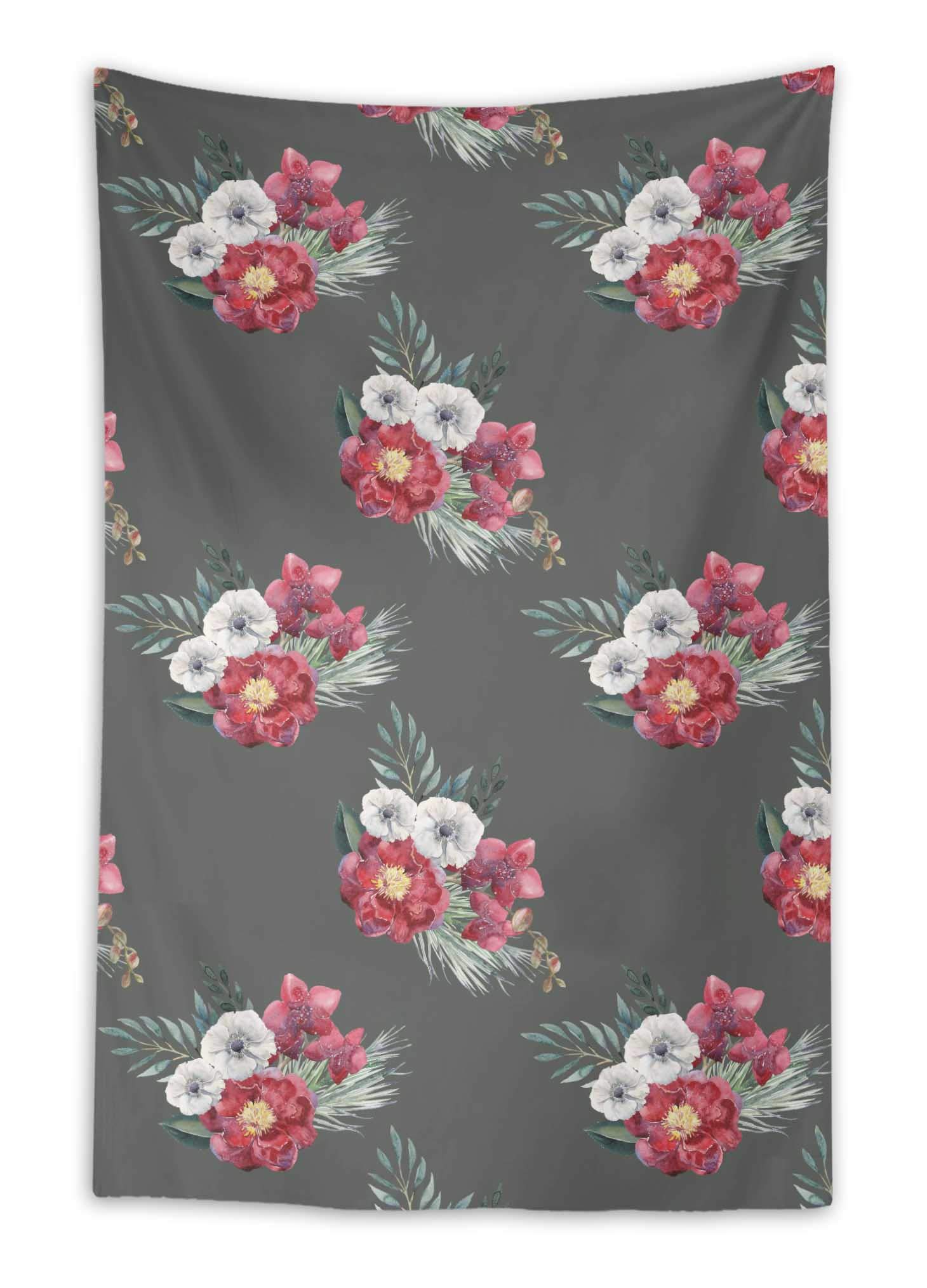 Elegant Gray Peony & Anemone Floral Wall Tapestry - 58x80 Inch Boho Home Decor for Bedroom, Living Room | Perfect for Dorm, Apartment & Wedding Backdrop