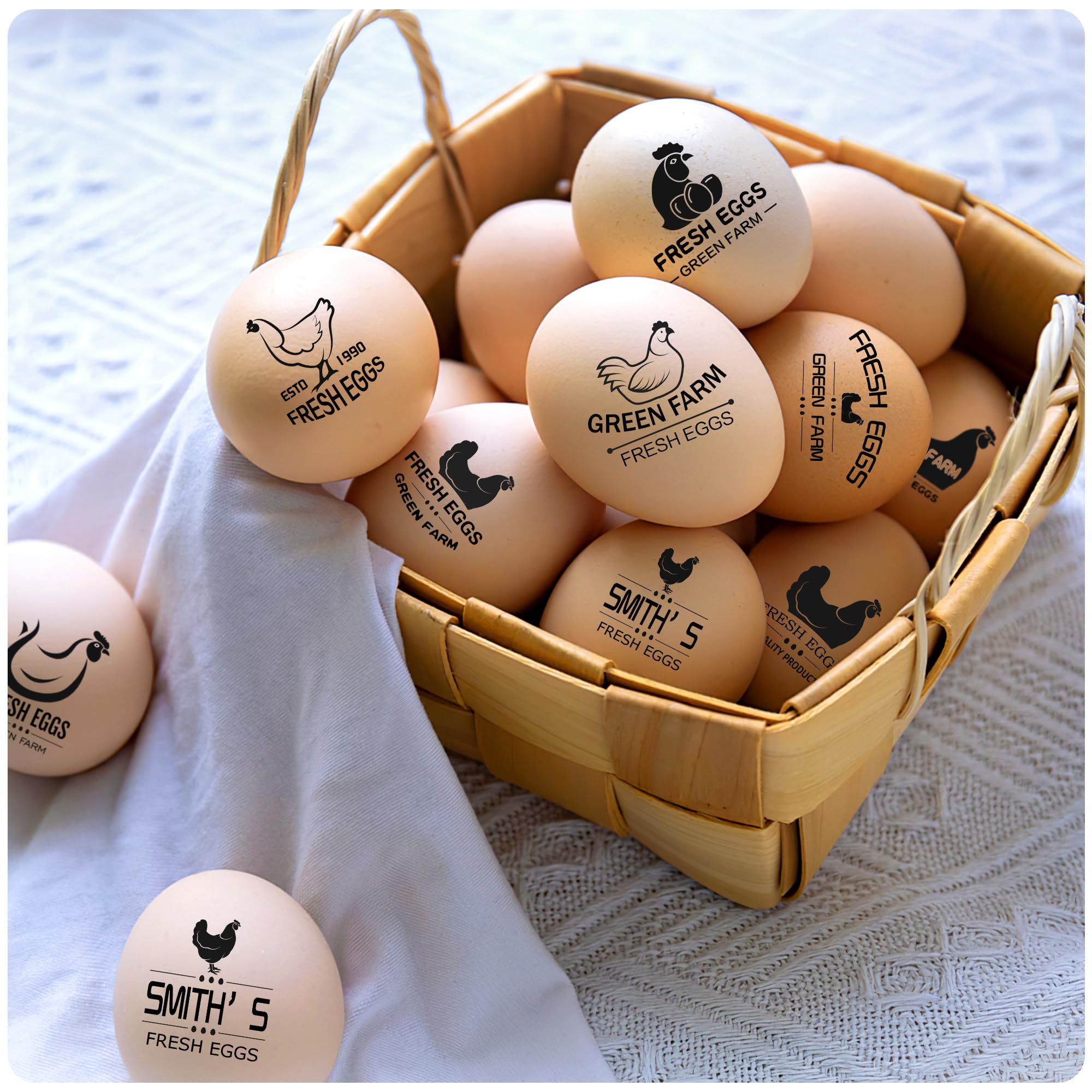 Custom Personalized Egg Stamp for Fresh Eggs - Farm Chicken Coop Branding with Name/Logo - 1