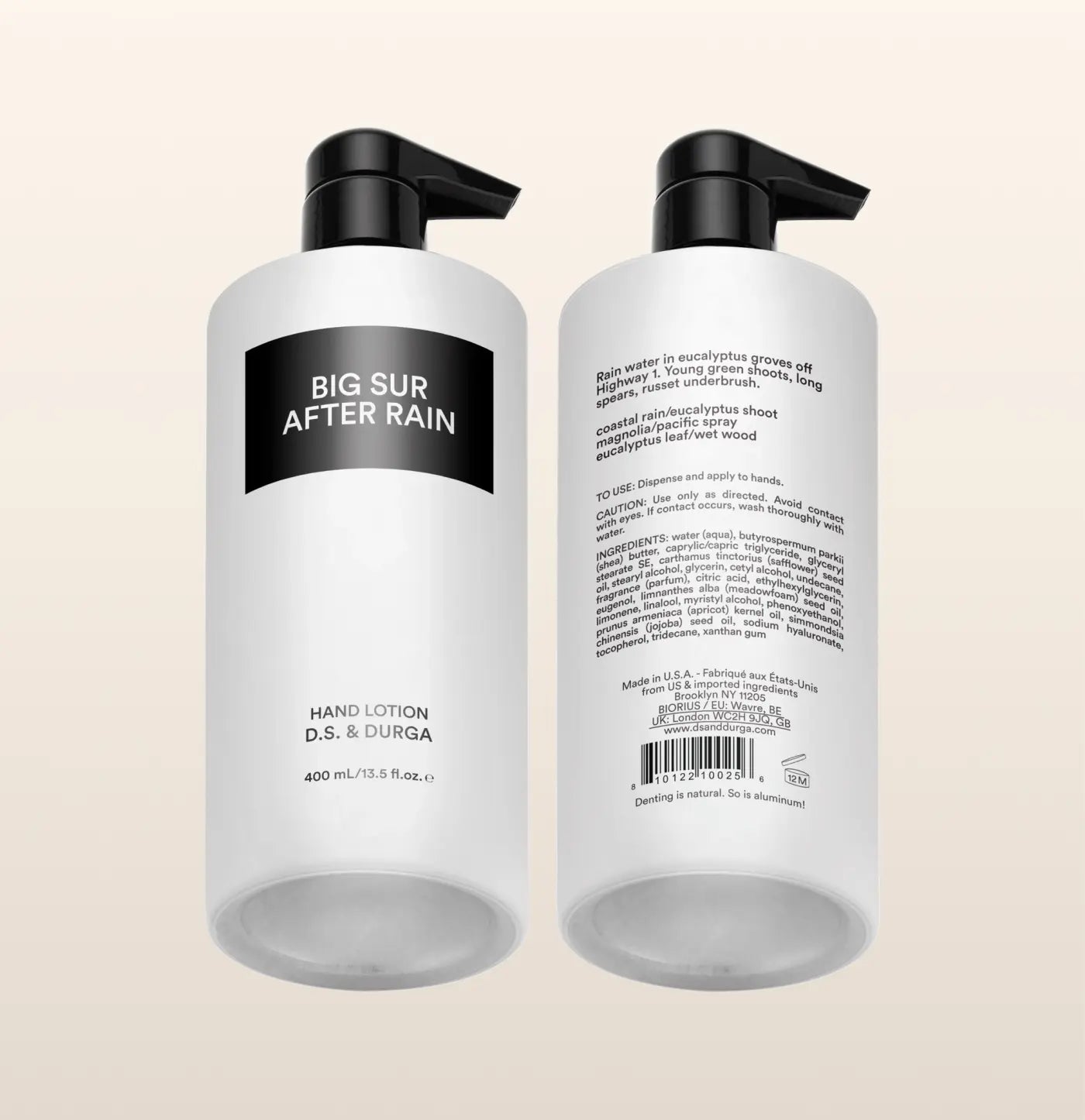 Big Sur After Rain Hand Lotion 400ml - Hydrating & Nourishing Moisturizer for Dry Skin - Perfect for Home, Office & Travel Use