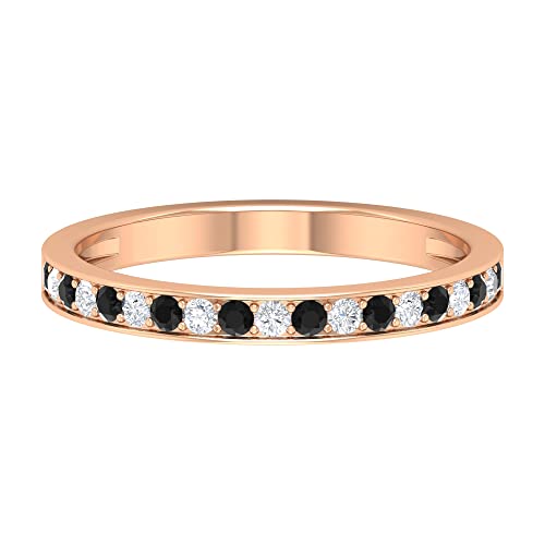 1/2 CT Black Spinel & Diamond Ring - 14K Solid Gold Half Eternity Band - Alternative Black Spinel Wedding Ring - Perfect for Engagement, Anniversary & Special Occasions
