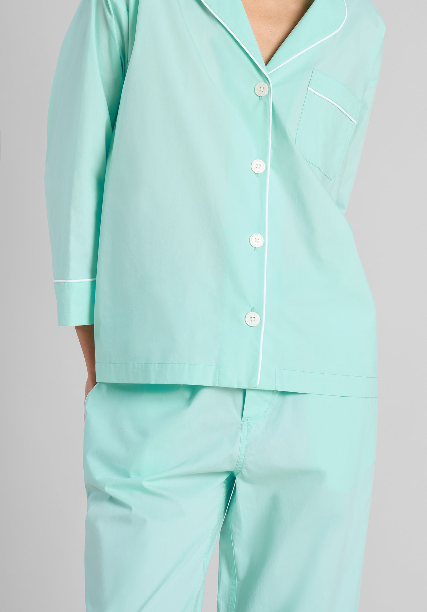 Marina Pajama Set for Women - Soft Cotton Sleepwear in Bonaire Blue | Cozy Loungewear for Relaxing at Home & Sleepovers