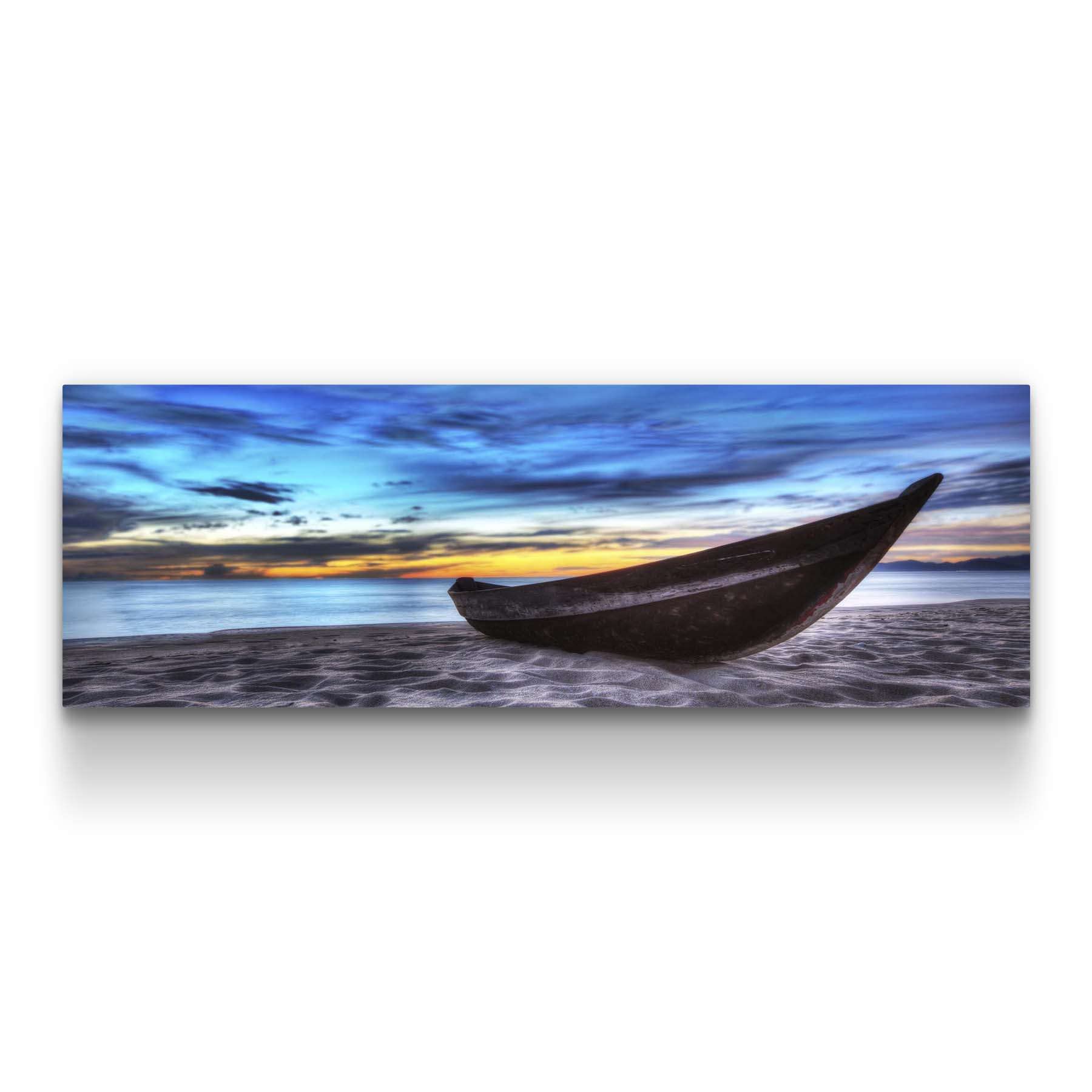 Startonight Framed Canvas Wall Art - Boat on the Beach Painting, 16