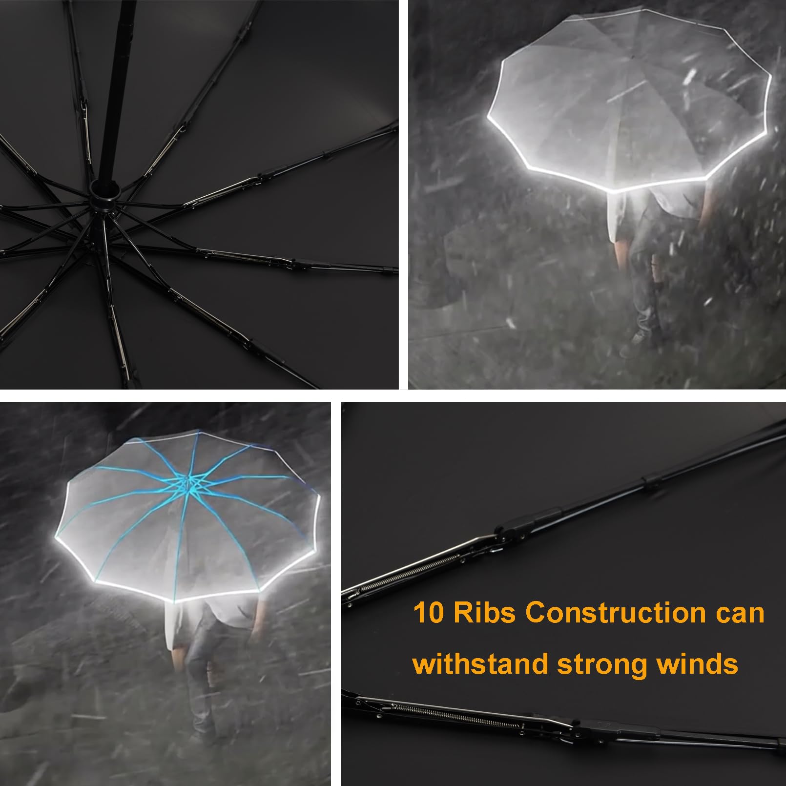 Windproof Travel Umbrella - Auto Open/Close Compact Folding Umbrella for Rain, Sun & UV Protection - Portable Umbrella for Car, Backpack, Men & Women - Perfect for Commuting, Hiking & Outdoor Activities - Black