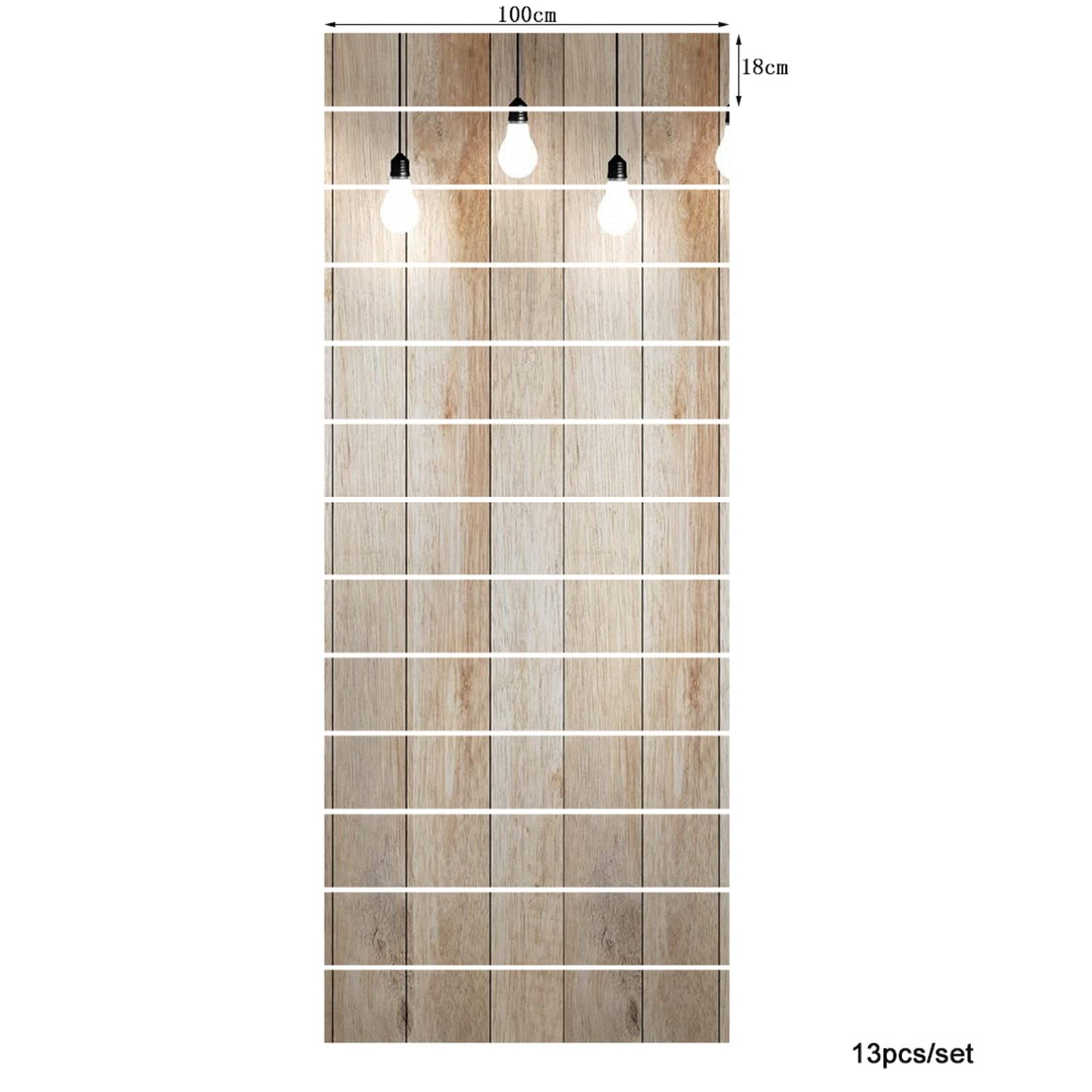 A.Monamour 3D Self-Adhesive Removable Wooden Plank Stair Stickers - Brown Vertical Vinyl Decals for Stair Risers, Kitchen Tiles & Wall Murals (13-Piece Set) - Easy DIY Home Decor Upgrade for Stairs, Kitchen Backsplash & Accent Walls
