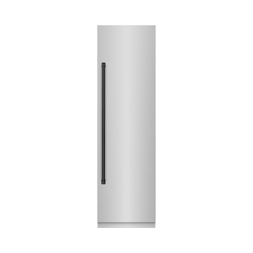 ZLINE Autograph Edition 24-Inch 12.5 cu ft Stainless Steel Column Refrigerator with Graphite Gray Interior & Matte Black Accents - Perfect for Modern Kitchens, Open Floor Plans & Luxury Homes (Model RCRVZ 30424 MB)
