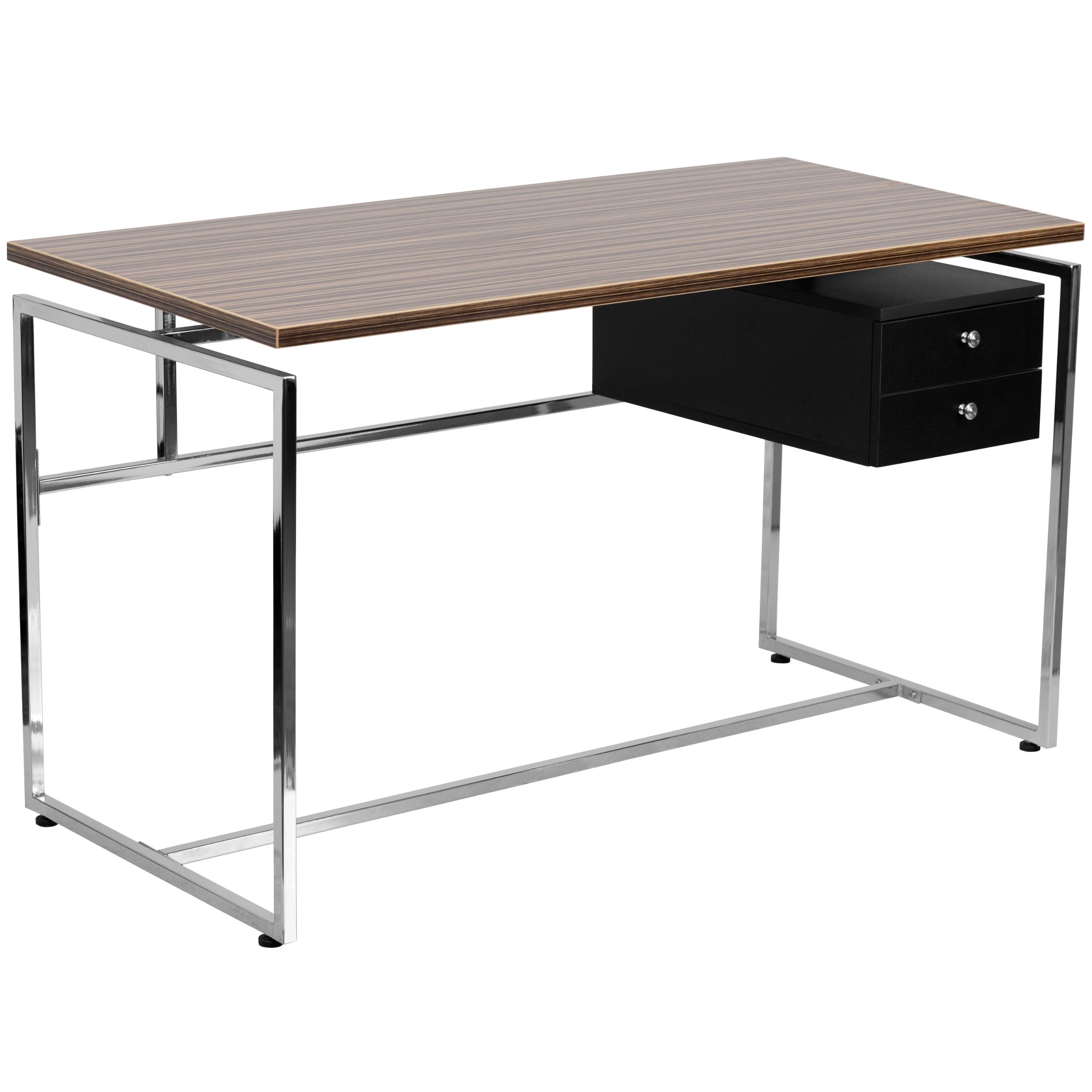 Flash Furniture Modern Computer Desk with Two Drawer Pedestal - Home Office Desk for Work & Study, Compact Writing Table for Small Spaces