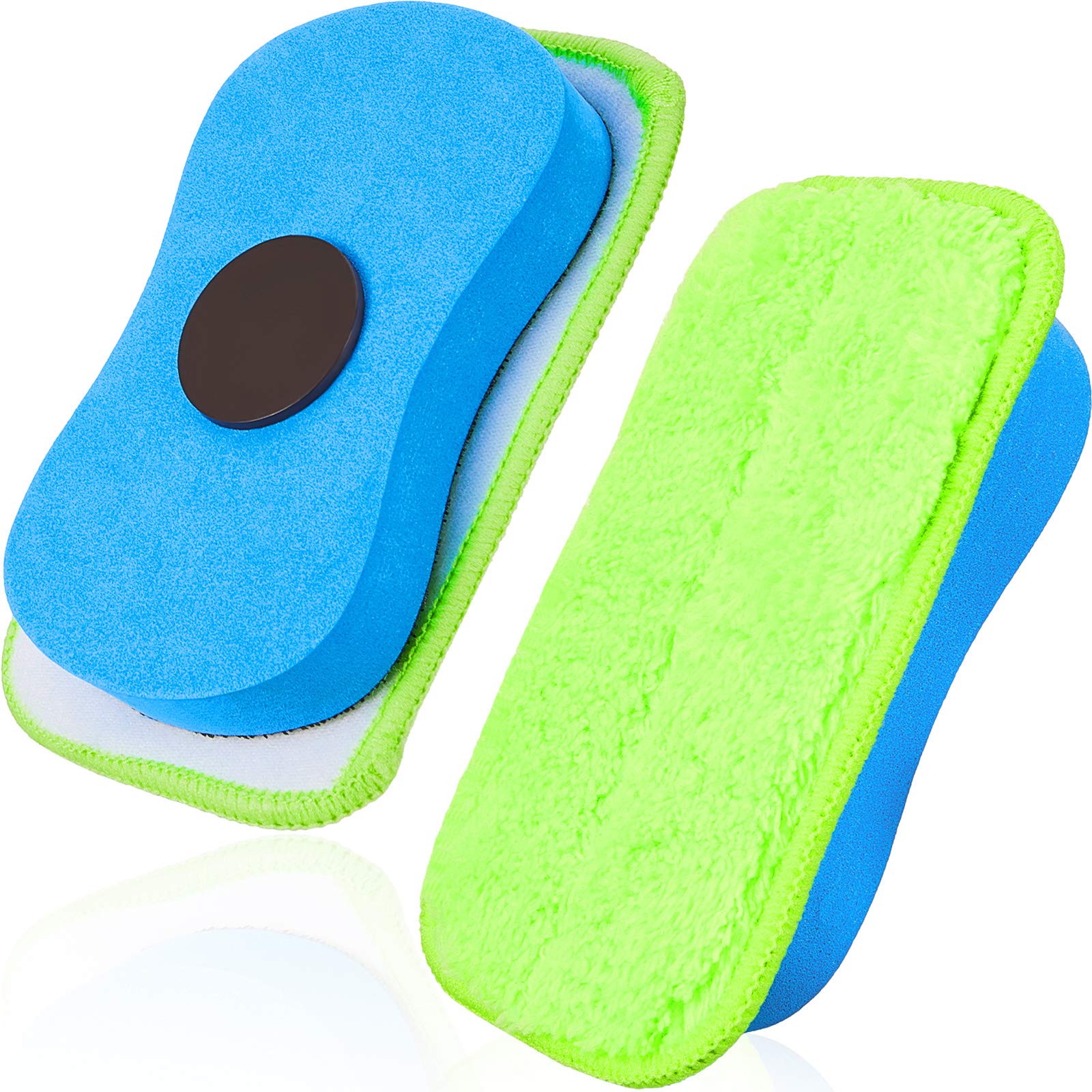 Microfiber Dustless Chalk Eraser - Magnetic Chalkboard Cleaner for Markers & Chalk - Washable Reusable Duster for Home, Classroom & Office (2-Pack) - Perfect for Whiteboards, Blackboards & School Supplies