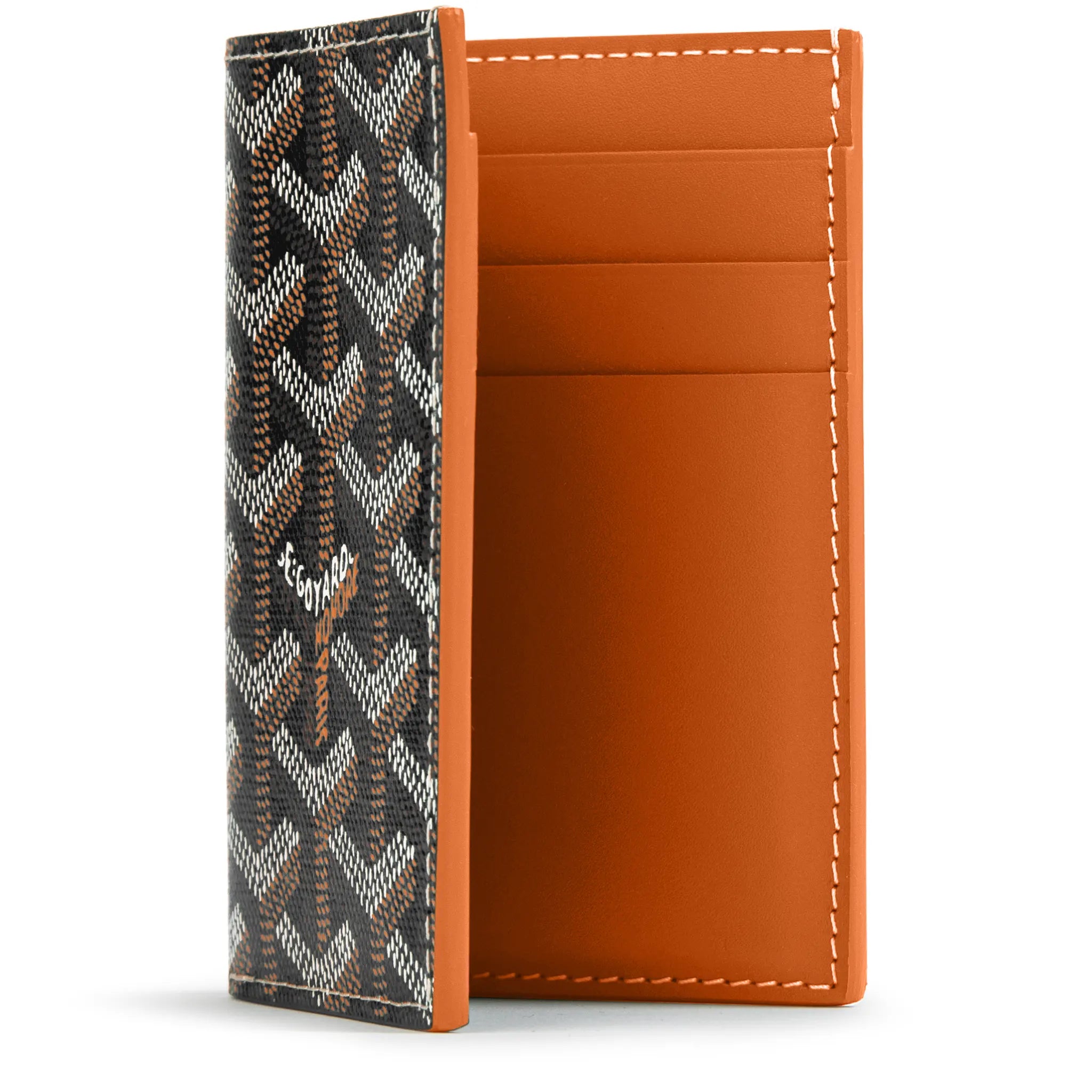 Goyard Saint Pierre Card Wallet in Black & Tan - Premium Leather Card Holder for Men & Women - Perfect for Travel, Business & Everyday Use