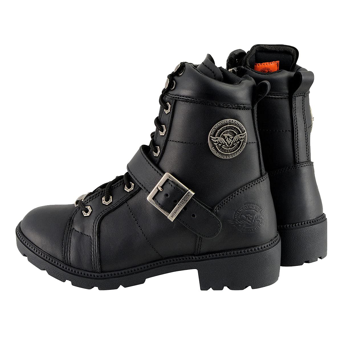 Milwaukee Leather MBL9325W Women's Wide Width Motorcycle Boots - Premium Black Leather Lace-Up Biker Boots for Riding & Outdoor Adventures