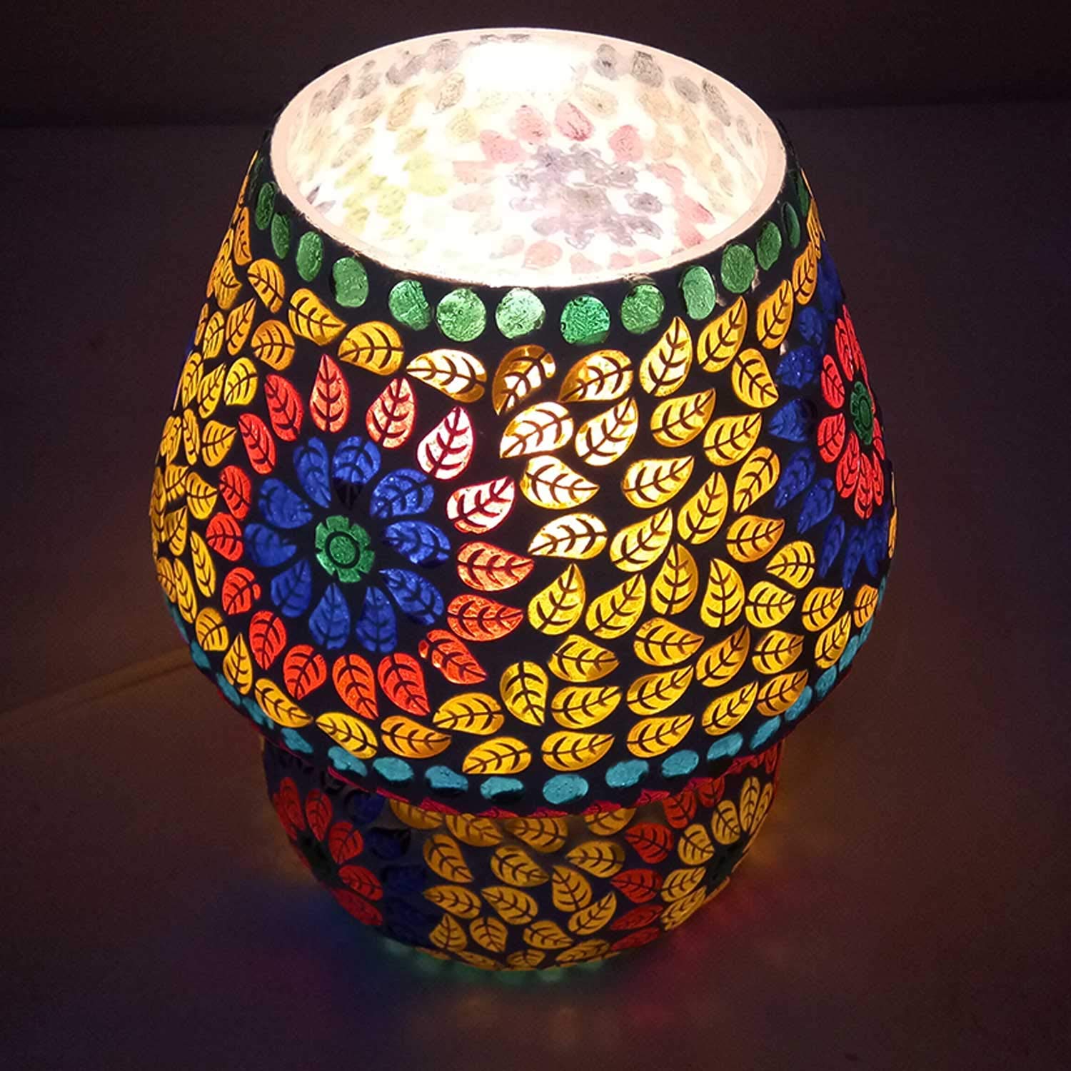 Handmade Mosaic Table Lamp - Award-Winning Indian Artisan Crafted, Electric Desk Lamp for Home & Office Decor | Perfect Gift for Housewarming, Birthday & Wedding