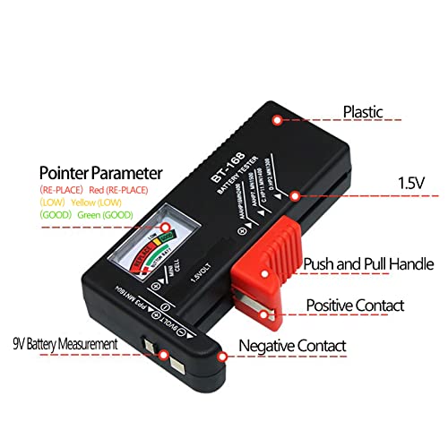 BT-168 Battery Capacity Checker - Digital Voltage Tester for 1.5V AA AAA 9V Household Batteries - Perfect for Home, Office, and Emergency Kits