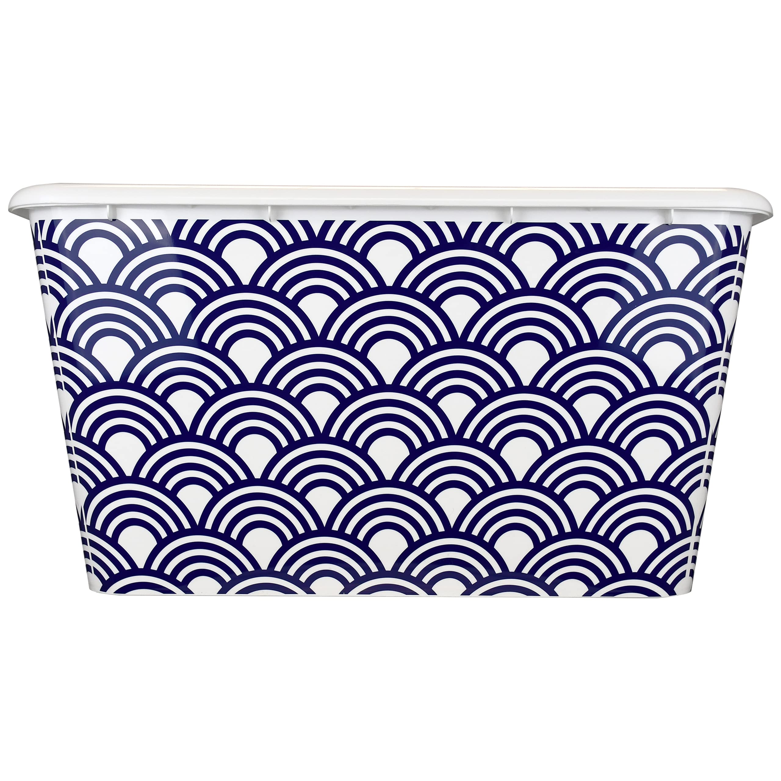 14.5-Gallon Stackable Plastic Storage Bins with White Lids - 4-Pack Blue Rainbow Containers for Home Organization, Garage Storage & Moving Supplies