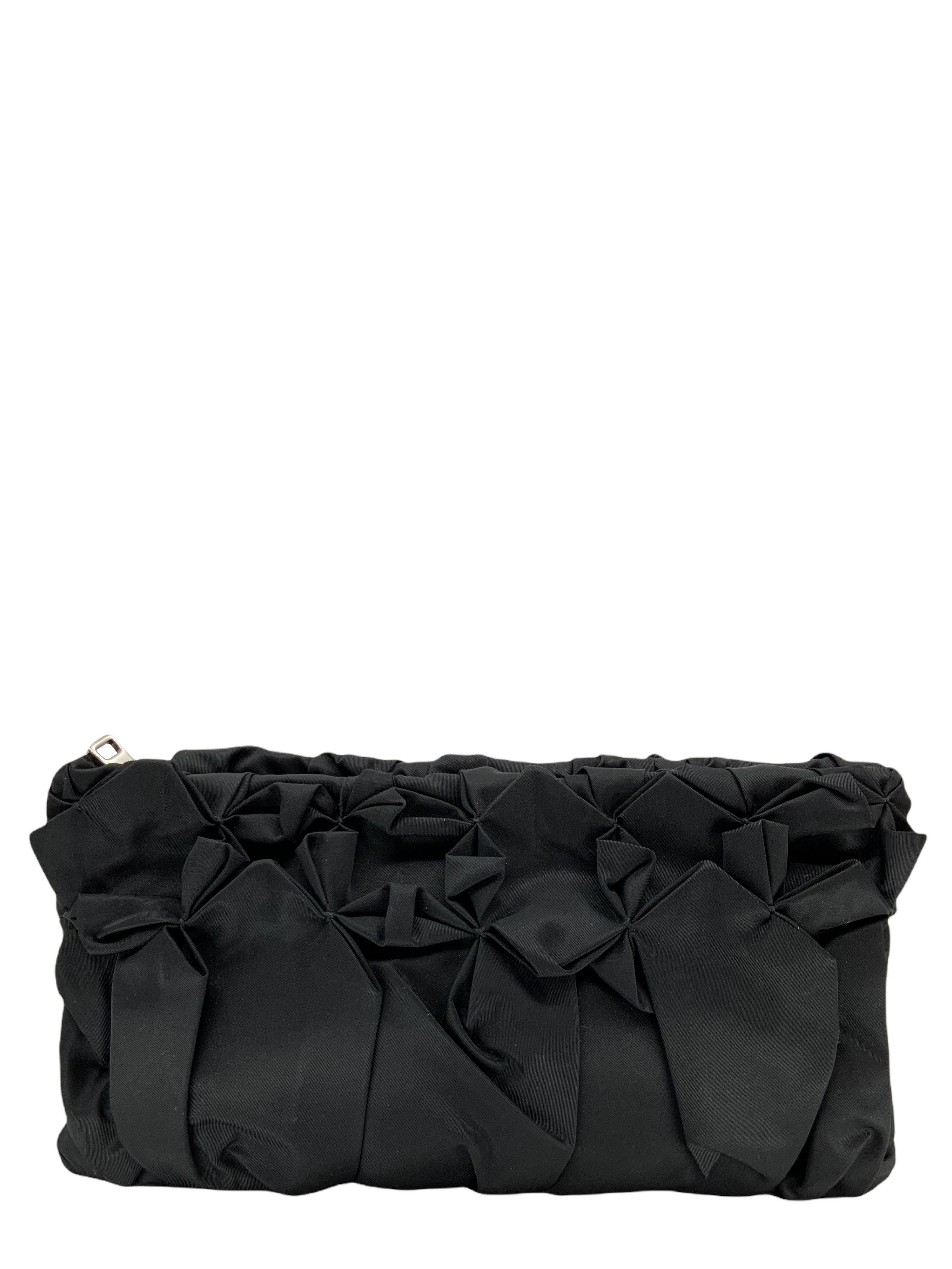 Prada Origami Pleated Large Clutch Bag in Tesutto Nylon - Elegant Evening Purse for Women, Perfect for Parties, Weddings & Special Occasions