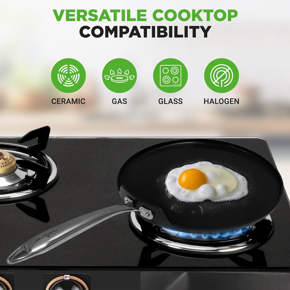 Premium Hard Anodized Nonstick Crepe Pan - 10 Inch Professional French Pancake Maker for Perfect Crepes & Tortillas - Ideal for Breakfast, Brunch & Dessert Making