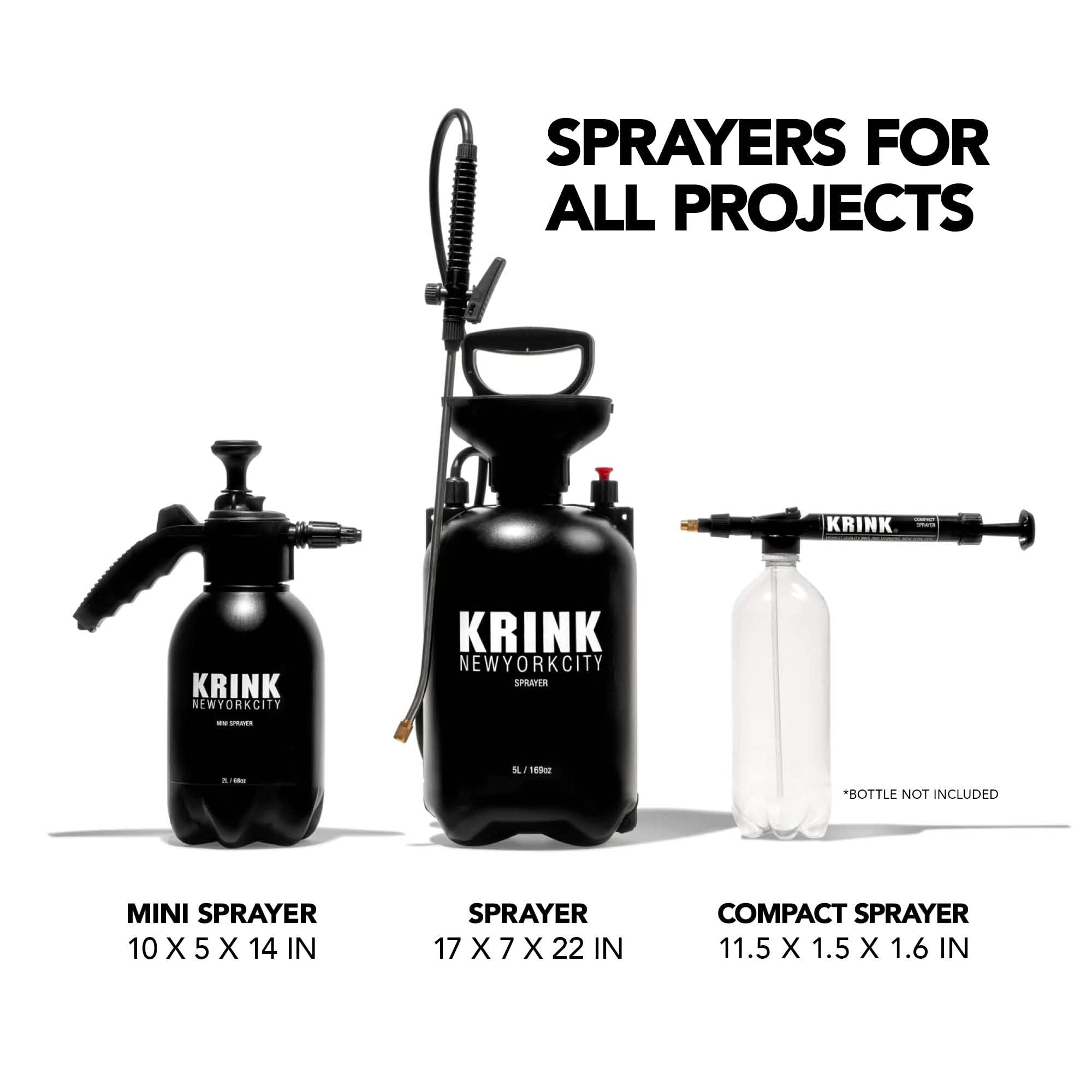 Krink Mini Paint Sprayer for Graffiti - Hand-Pump Spray Paint Tool with 2L (68oz) Tank & Adjustable Nozzle | Cordless Graffiti Art Supplies for Street Art, Murals & DIY Projects