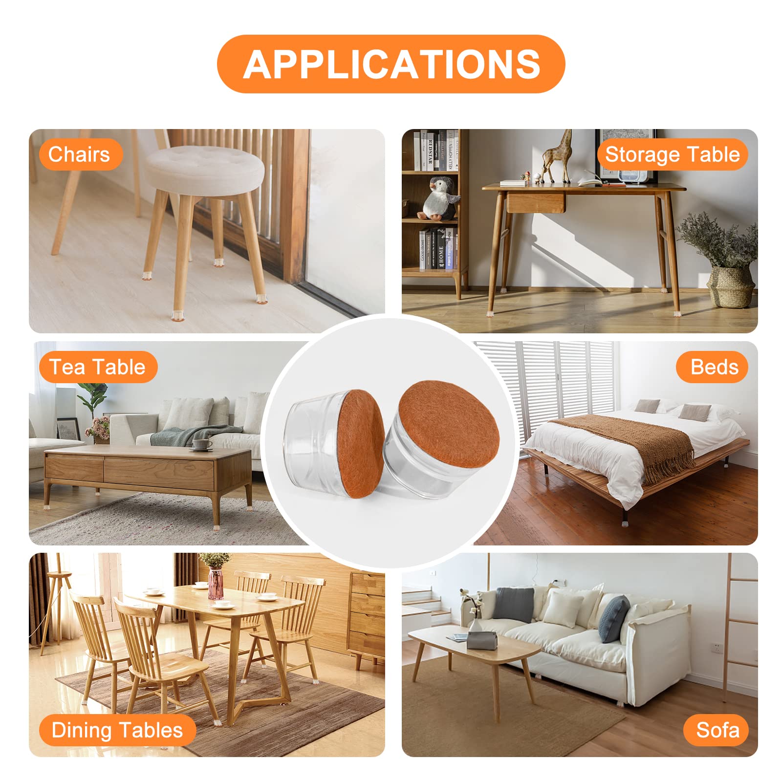 20 Pack Transparent Silicone Chair Leg Floor Protectors - Thickened Furniture Felt Pads for Tables & Chairs - Reduce Noise, Prevent Scratches & Easy Gliding - Perfect for Hardwood Floors, Tile & Office Furniture