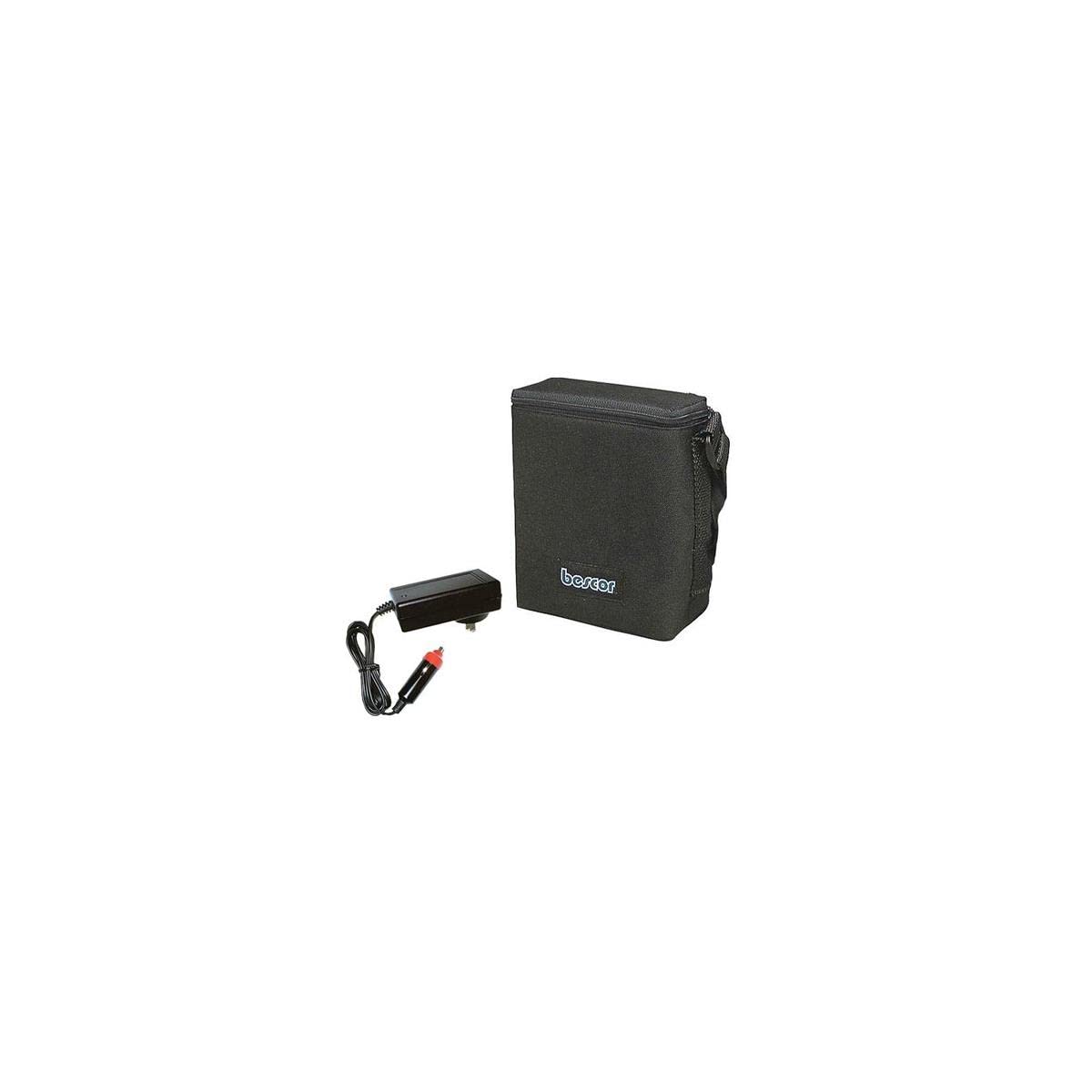 Bescor 14.4V Shoulder Pack Battery with Single Cigarette Lighter Output & ATM Automatic Charger - Portable Power Solution for Film Lighting, Photography Equipment, and On-Location Video Production