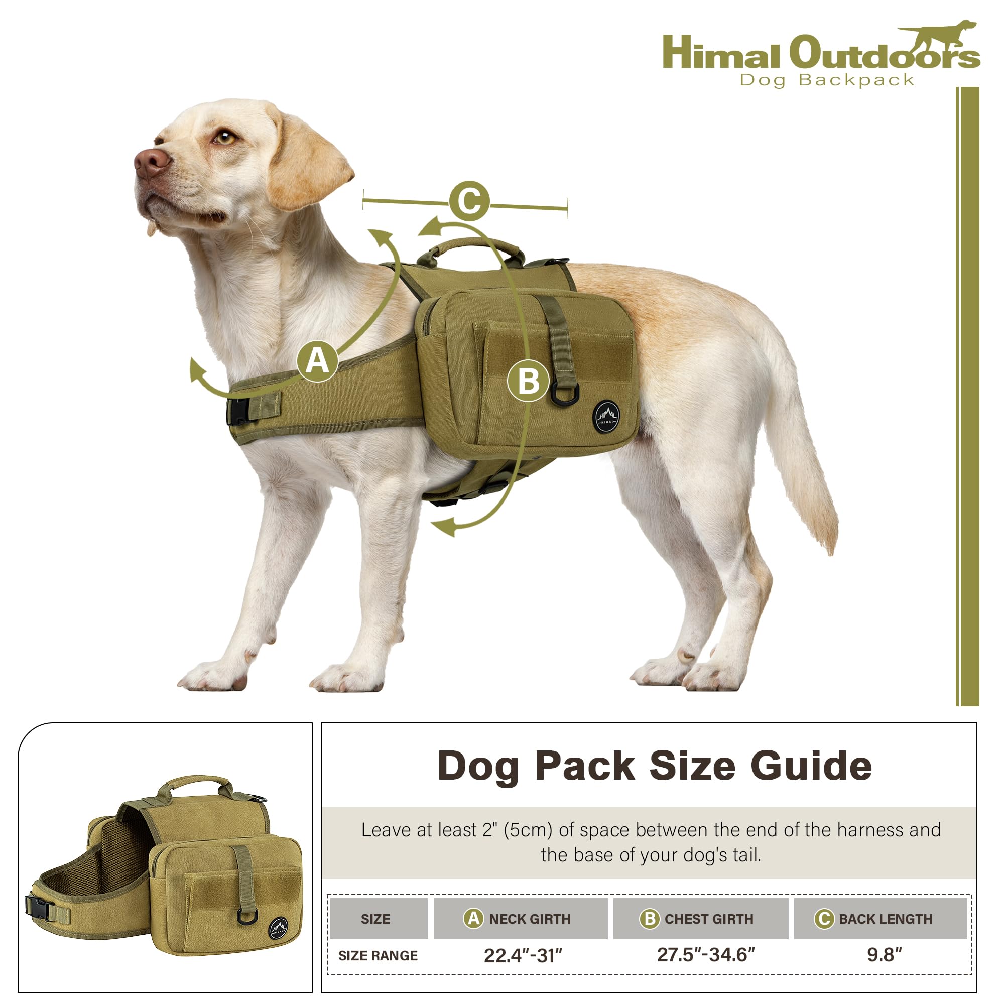 Himal Outdoors Dog Backpack for Large Dogs - Adjustable Hiking Saddle Bag with Side Pockets | Perfect for Outdoor Adventures, Camping & Daily Walks